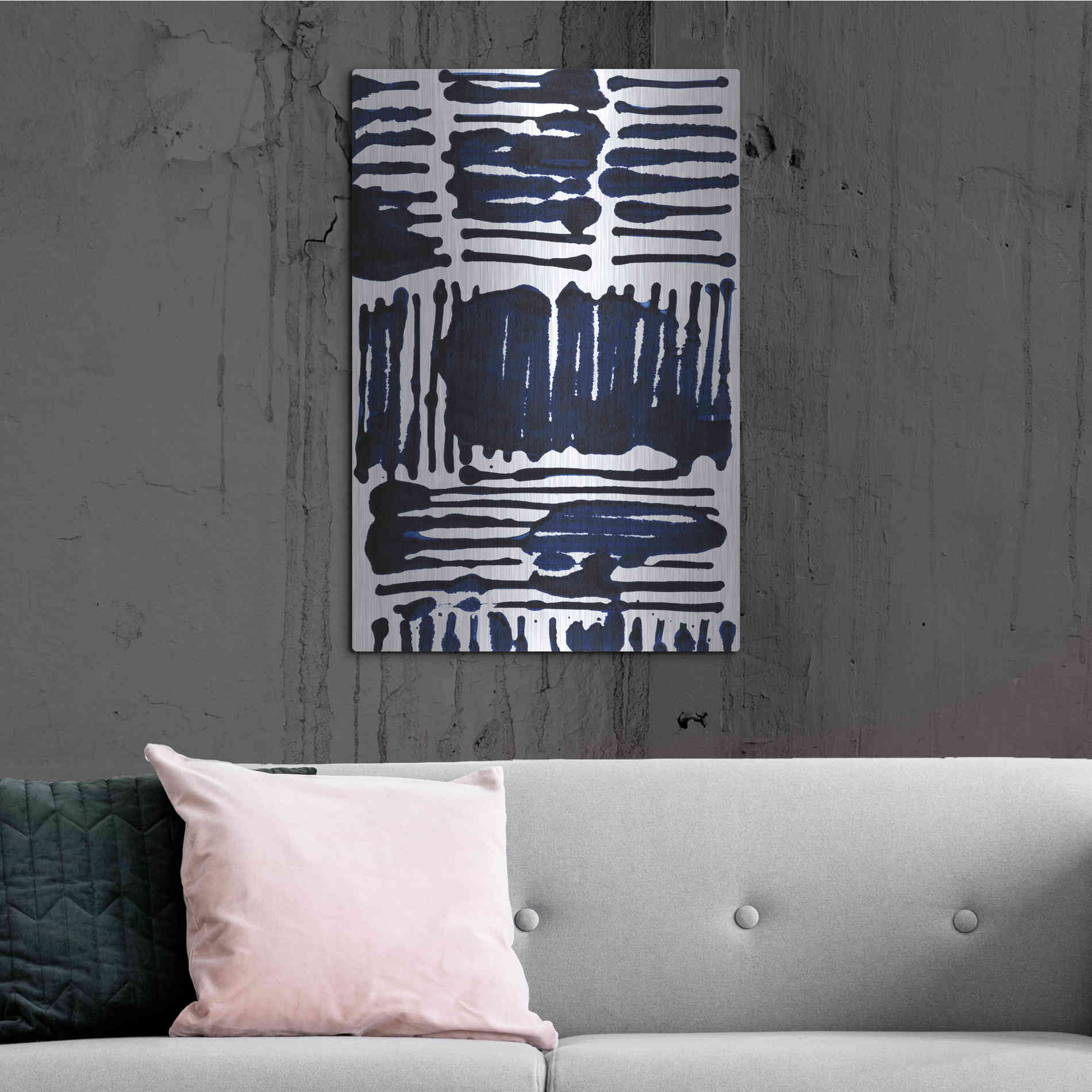 Luxe Metal Art 'Indigo Stripes I' by Jodi Fuchs, Metal Wall Art,24x36