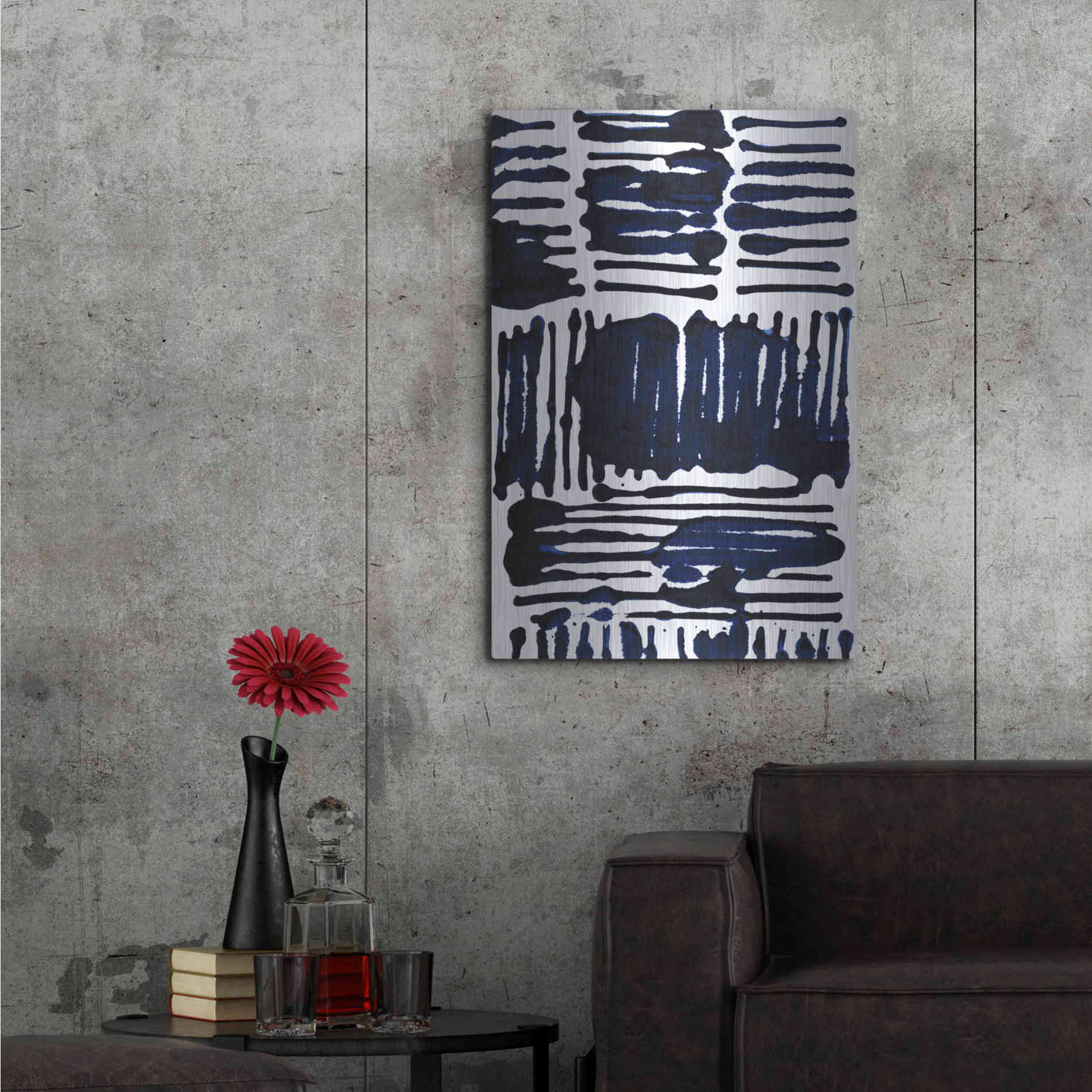 Luxe Metal Art 'Indigo Stripes I' by Jodi Fuchs, Metal Wall Art,24x36