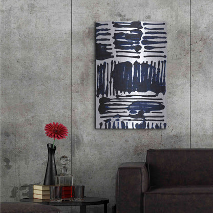 Luxe Metal Art 'Indigo Stripes I' by Jodi Fuchs, Metal Wall Art,24x36
