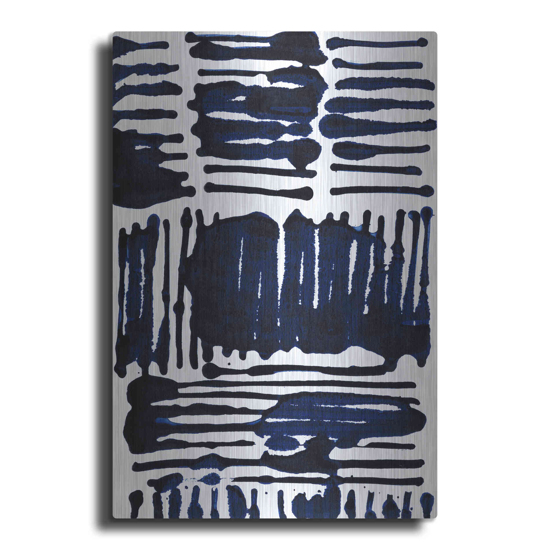 Luxe Metal Art 'Indigo Stripes I' by Jodi Fuchs, Metal Wall Art