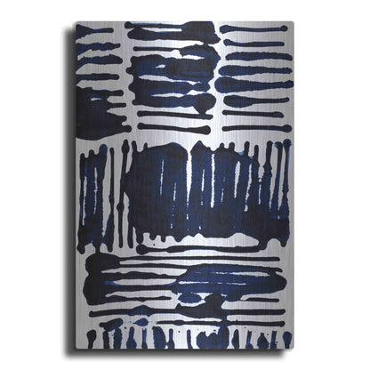 Luxe Metal Art 'Indigo Stripes I' by Jodi Fuchs, Metal Wall Art