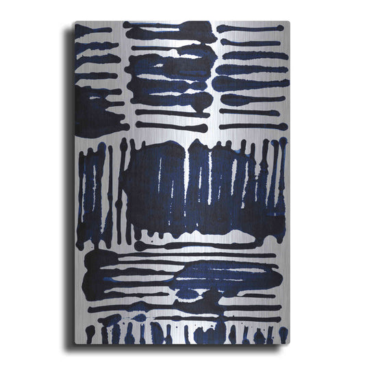 Luxe Metal Art 'Indigo Stripes I' by Jodi Fuchs, Metal Wall Art
