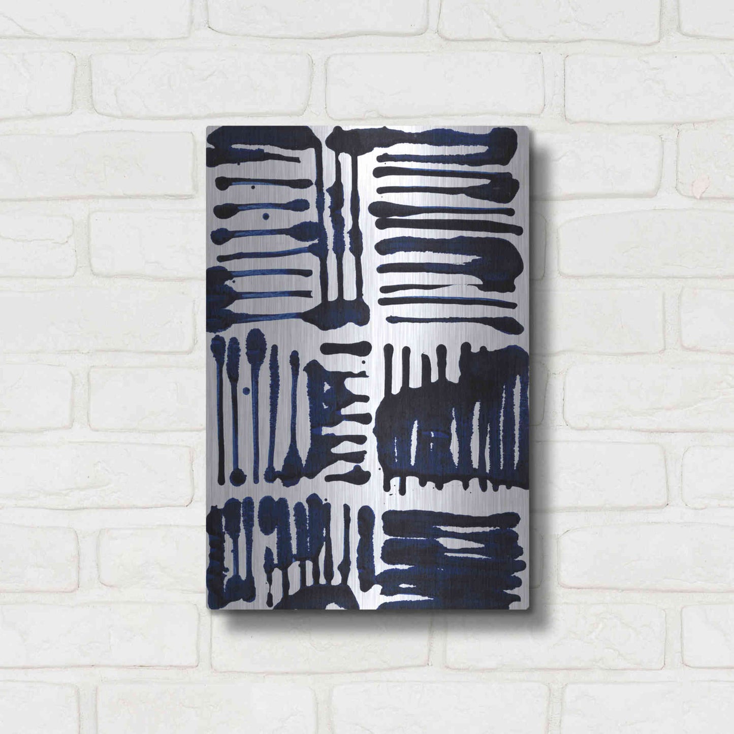 Luxe Metal Art 'Indigo Stripes II' by Jodi Fuchs, Metal Wall Art,12x16