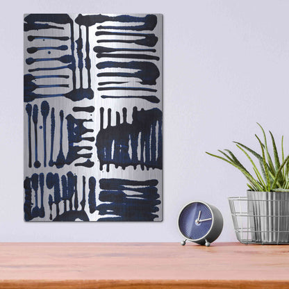 Luxe Metal Art 'Indigo Stripes II' by Jodi Fuchs, Metal Wall Art,12x16