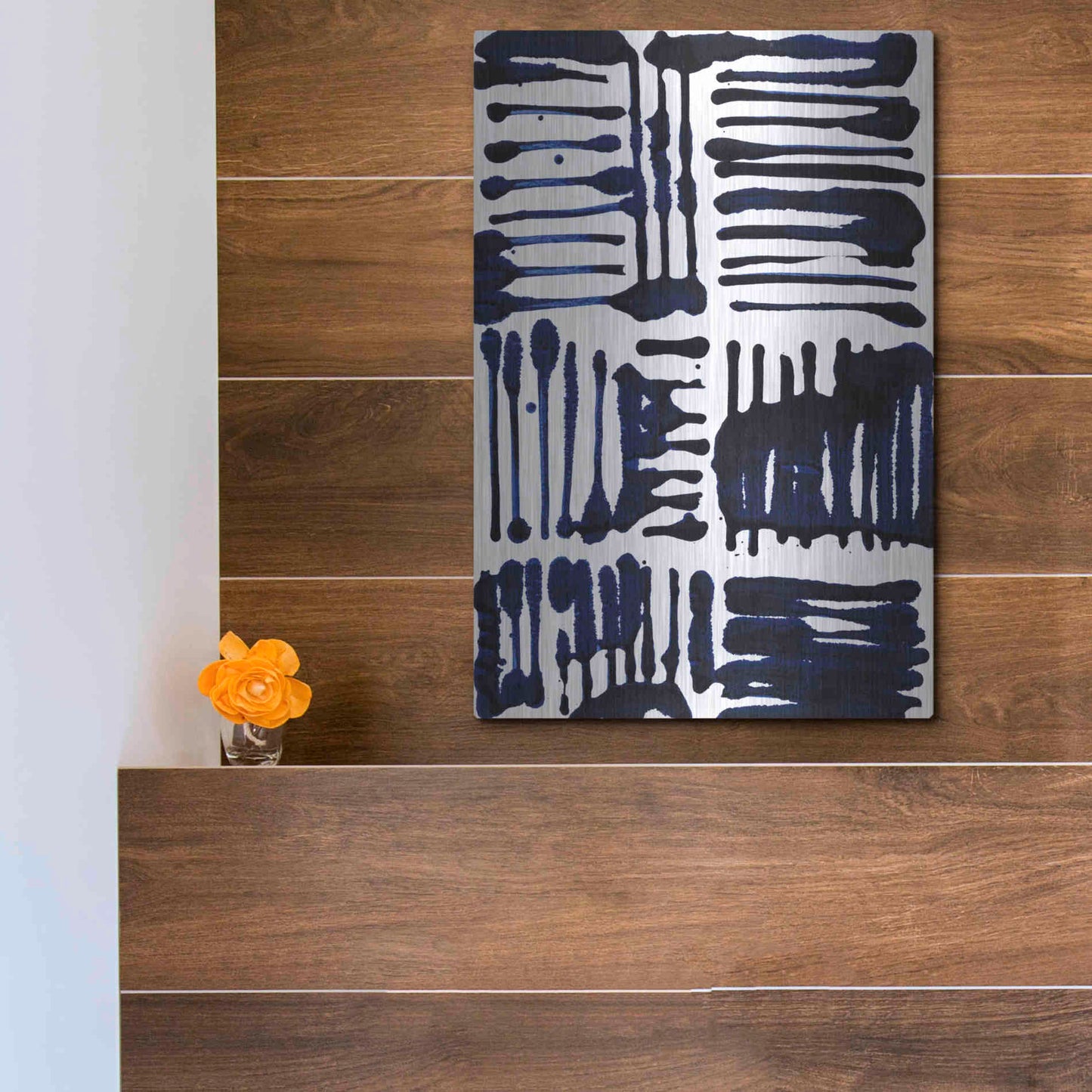 Luxe Metal Art 'Indigo Stripes II' by Jodi Fuchs, Metal Wall Art,12x16