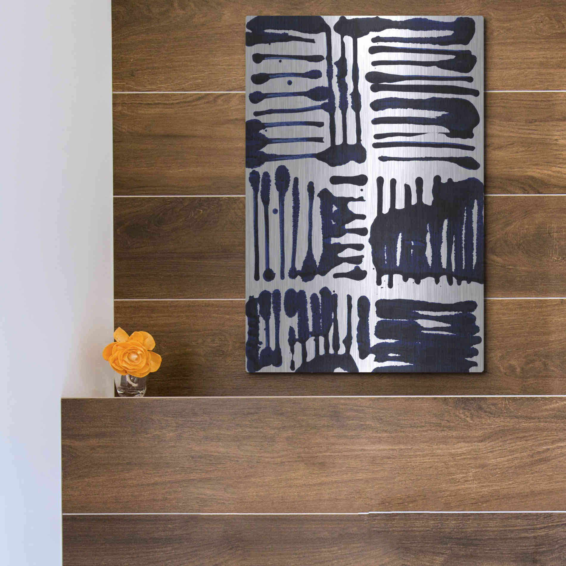 Luxe Metal Art 'Indigo Stripes II' by Jodi Fuchs, Metal Wall Art,12x16