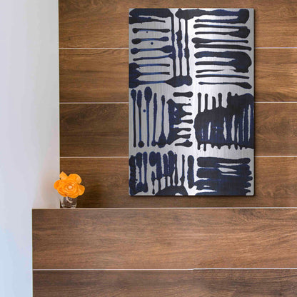 Luxe Metal Art 'Indigo Stripes II' by Jodi Fuchs, Metal Wall Art,12x16