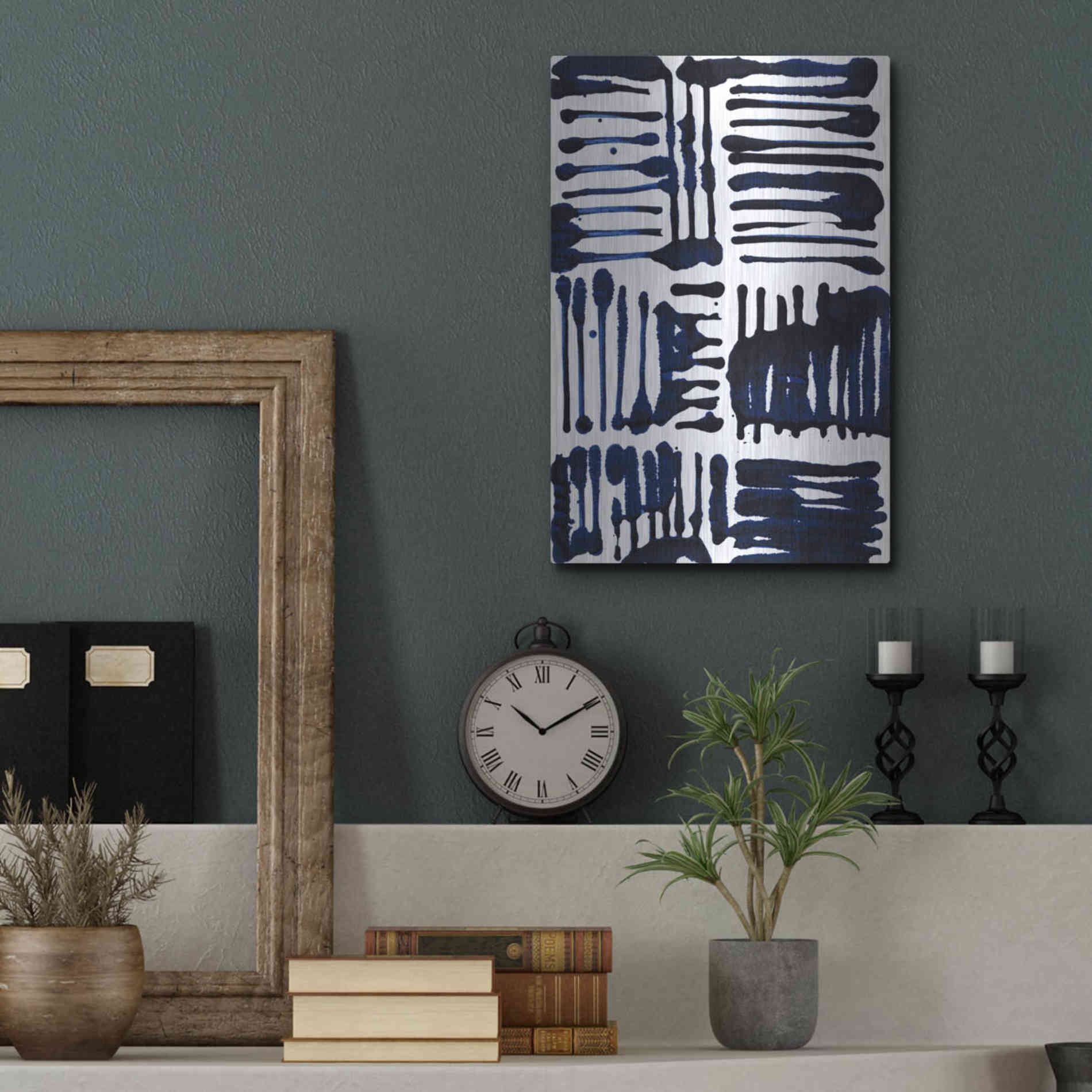 Luxe Metal Art 'Indigo Stripes II' by Jodi Fuchs, Metal Wall Art,12x16