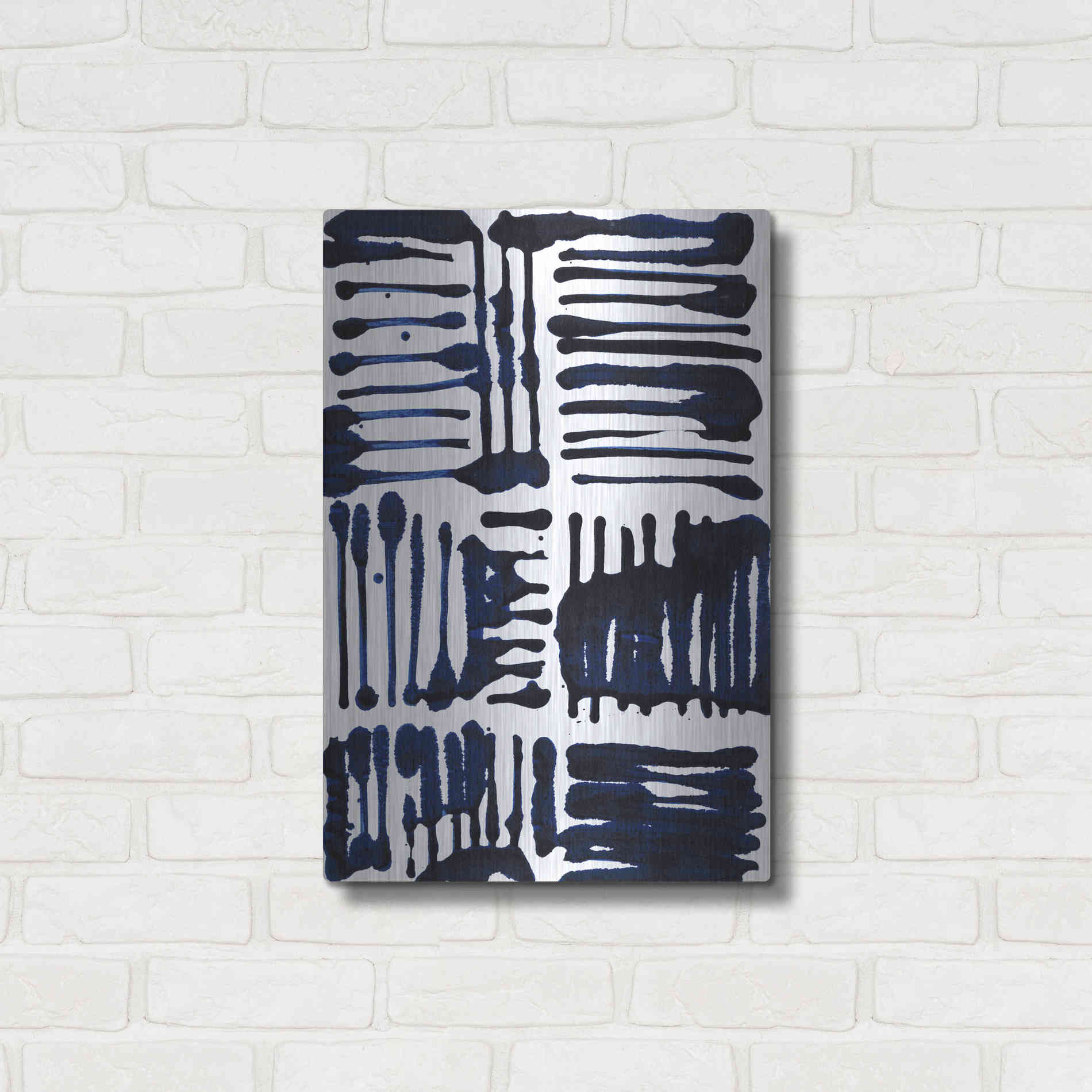 Luxe Metal Art 'Indigo Stripes II' by Jodi Fuchs, Metal Wall Art,16x24