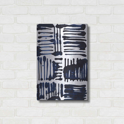 Luxe Metal Art 'Indigo Stripes II' by Jodi Fuchs, Metal Wall Art,16x24