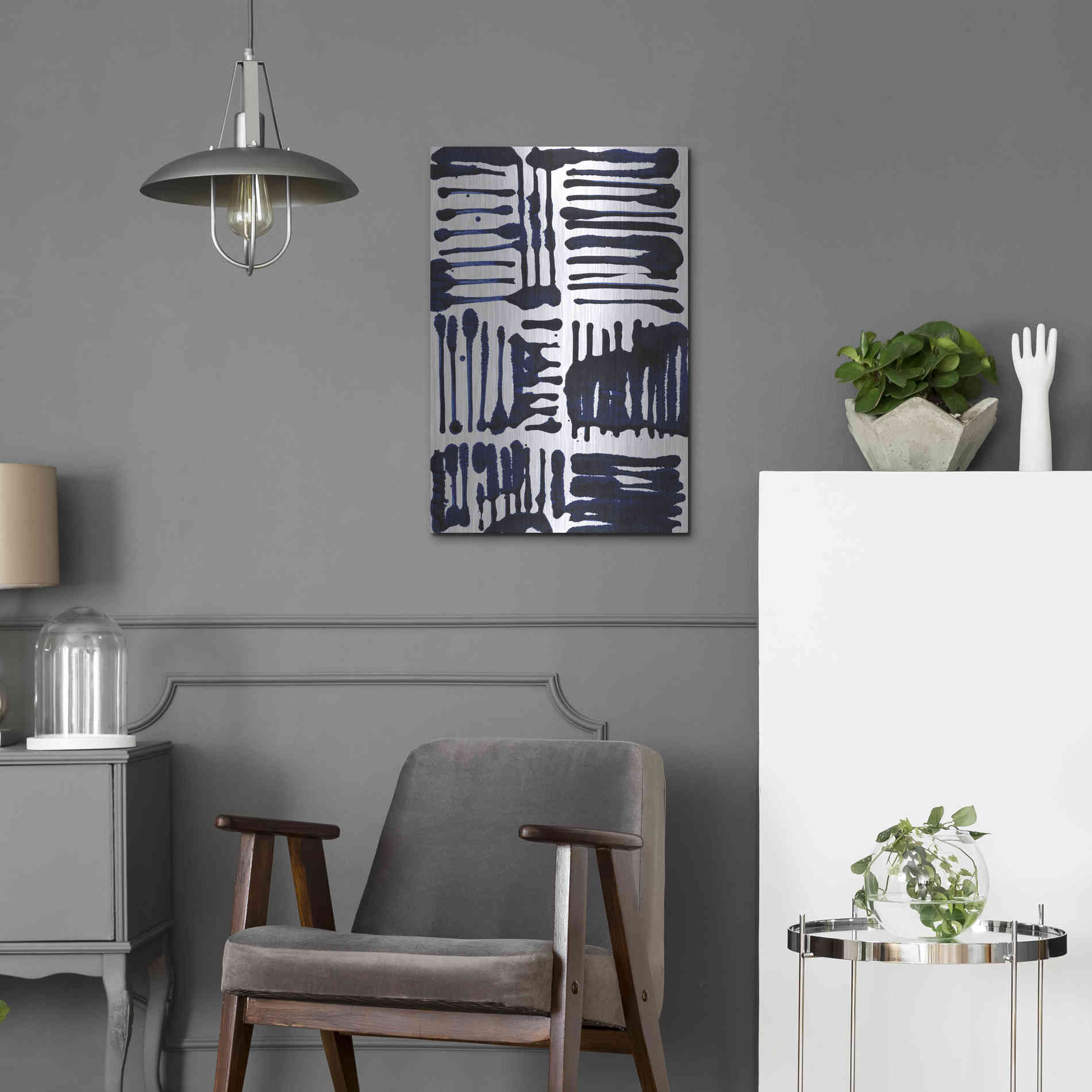 Luxe Metal Art 'Indigo Stripes II' by Jodi Fuchs, Metal Wall Art,16x24