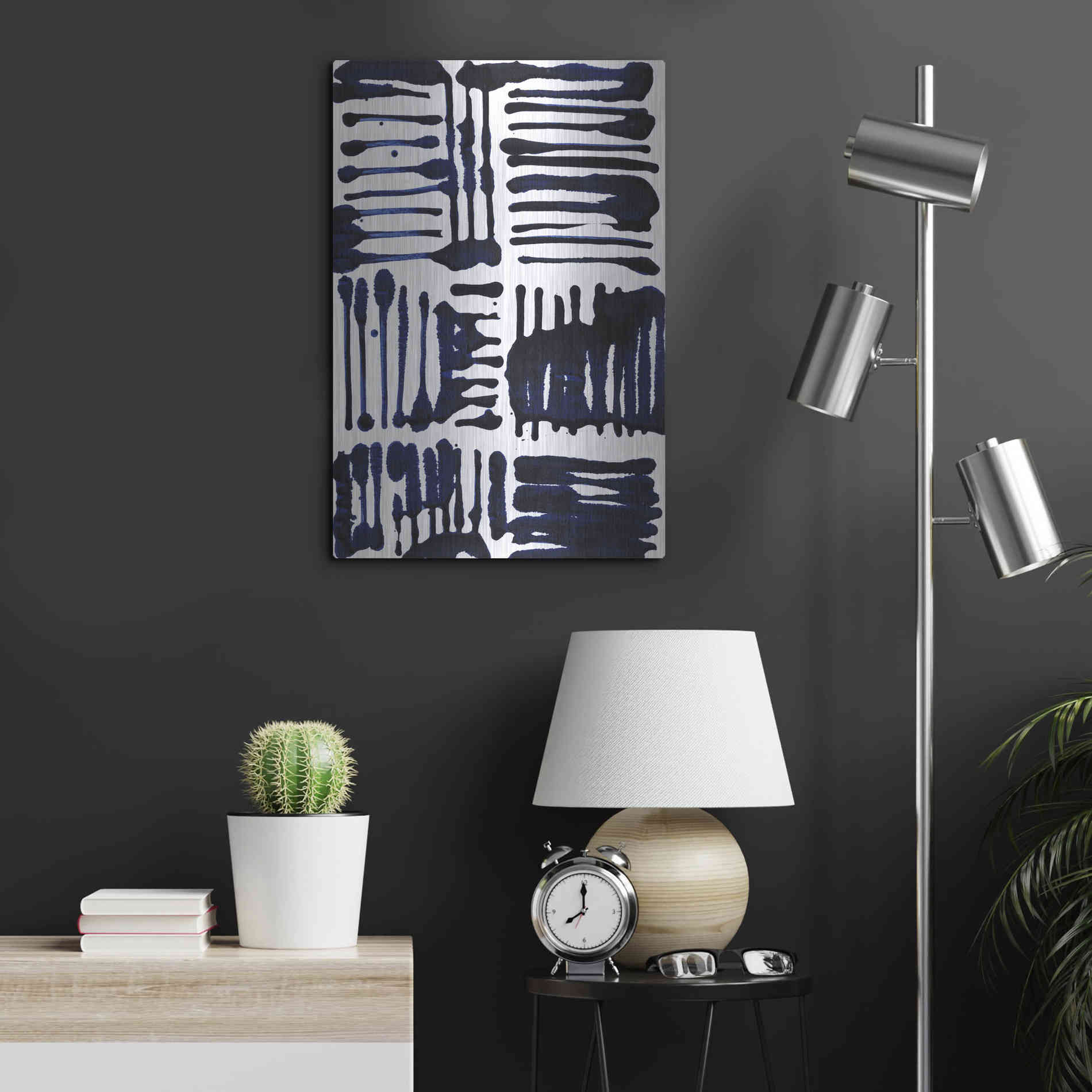 Luxe Metal Art 'Indigo Stripes II' by Jodi Fuchs, Metal Wall Art,16x24