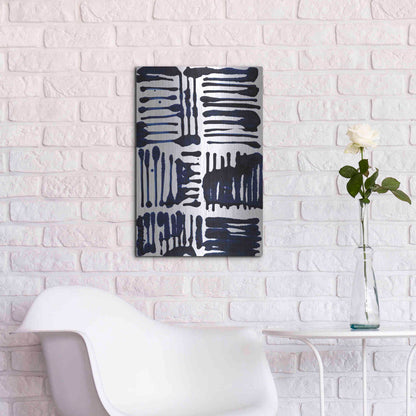 Luxe Metal Art 'Indigo Stripes II' by Jodi Fuchs, Metal Wall Art,16x24