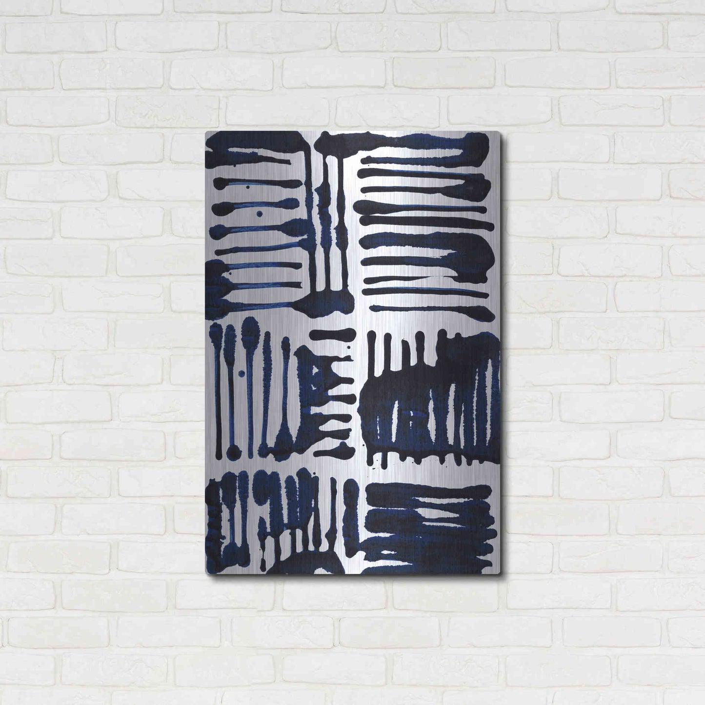 Luxe Metal Art 'Indigo Stripes II' by Jodi Fuchs, Metal Wall Art,24x36