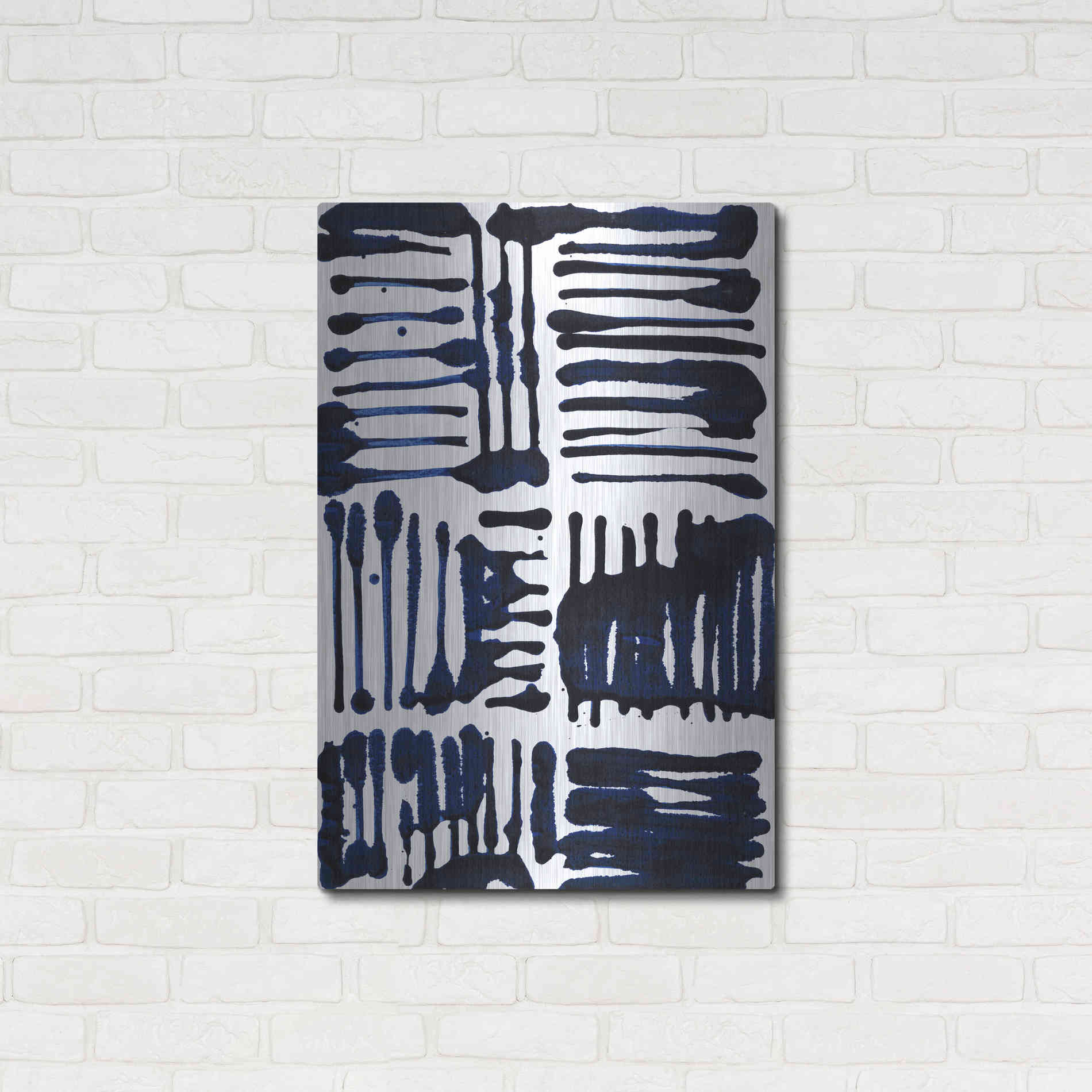 Luxe Metal Art 'Indigo Stripes II' by Jodi Fuchs, Metal Wall Art,24x36