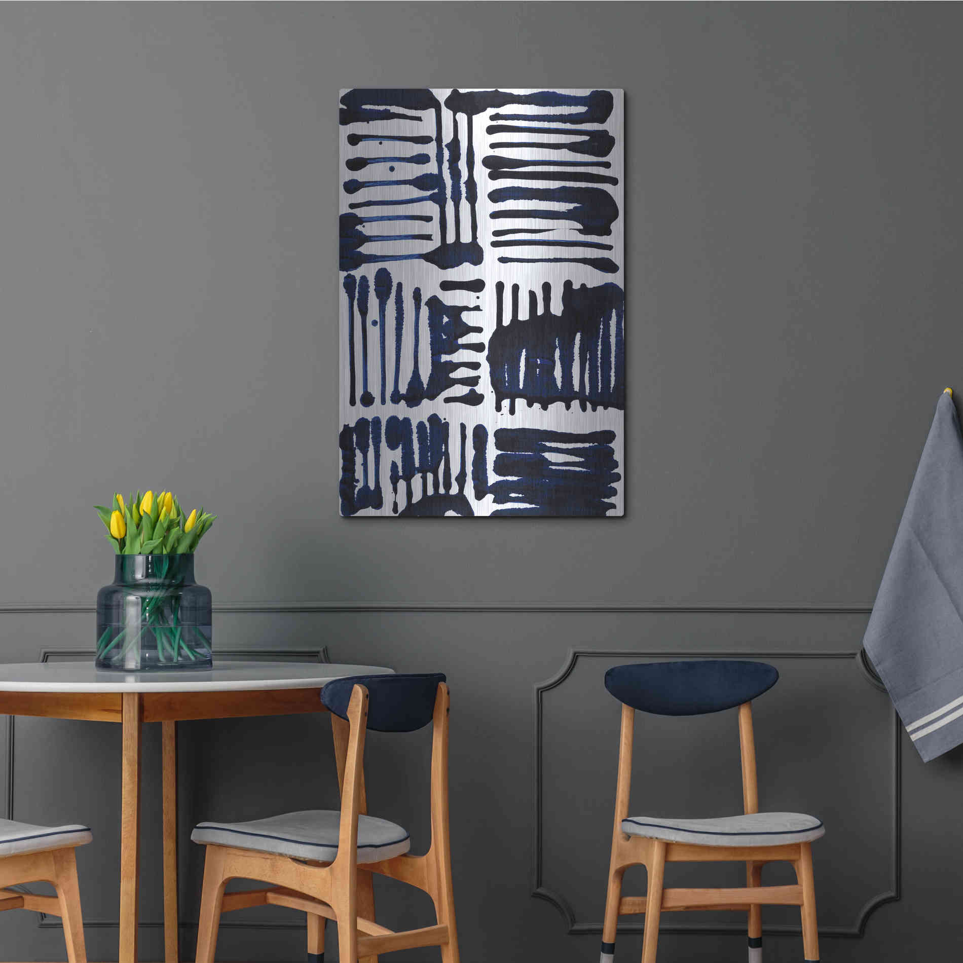 Luxe Metal Art 'Indigo Stripes II' by Jodi Fuchs, Metal Wall Art,24x36