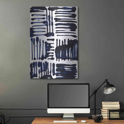 Luxe Metal Art 'Indigo Stripes II' by Jodi Fuchs, Metal Wall Art,24x36