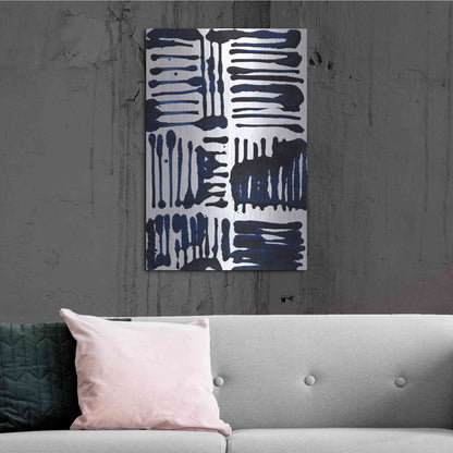 Luxe Metal Art 'Indigo Stripes II' by Jodi Fuchs, Metal Wall Art,24x36