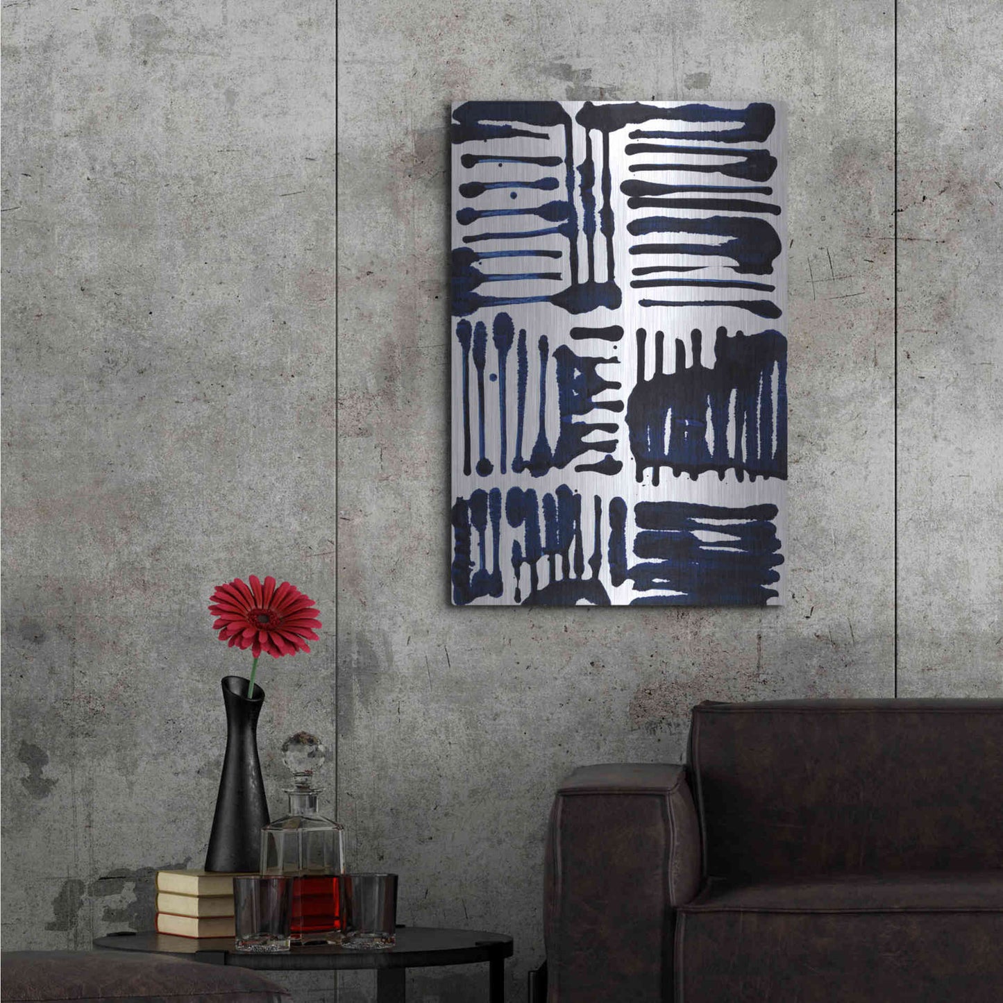 Luxe Metal Art 'Indigo Stripes II' by Jodi Fuchs, Metal Wall Art,24x36