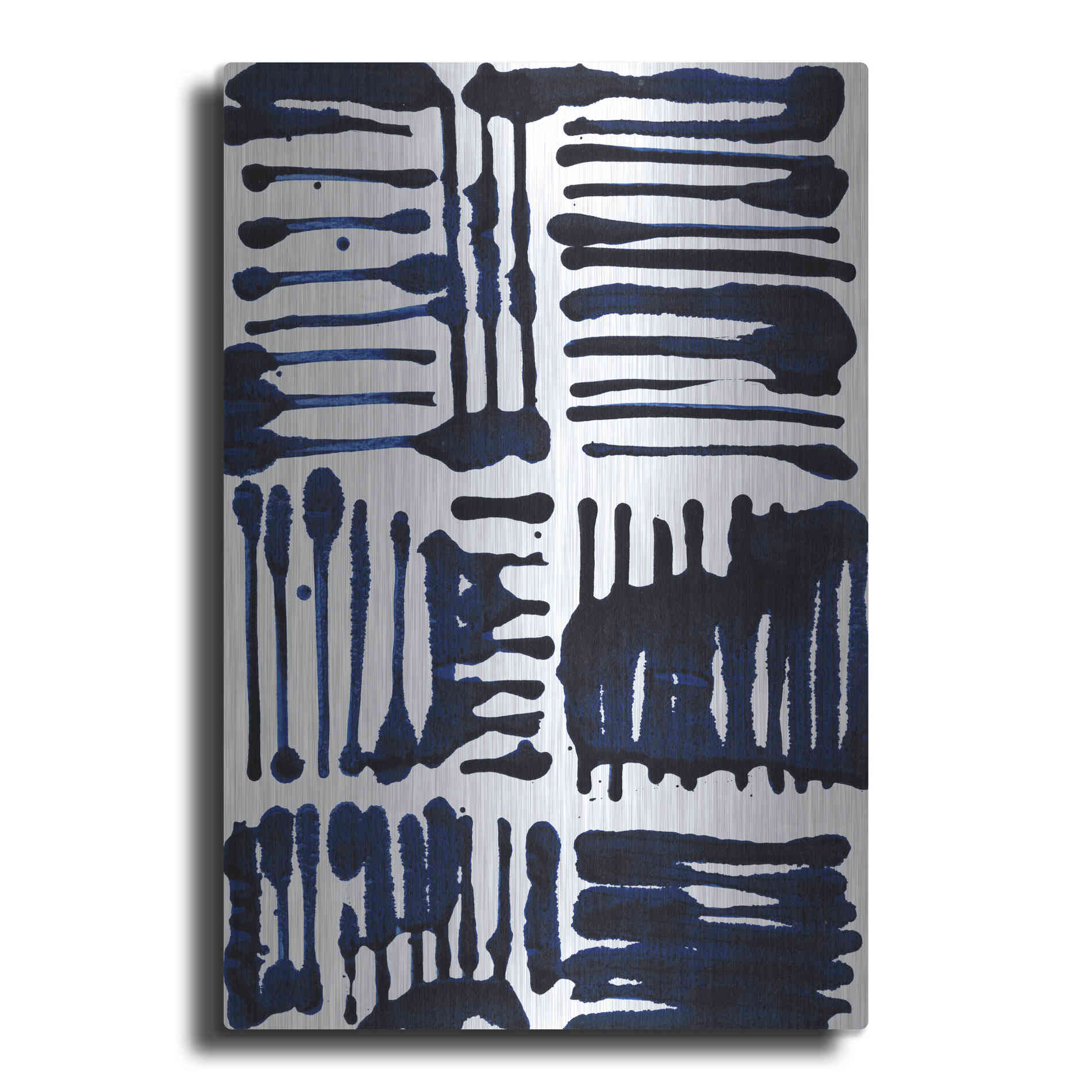 Luxe Metal Art 'Indigo Stripes II' by Jodi Fuchs, Metal Wall Art