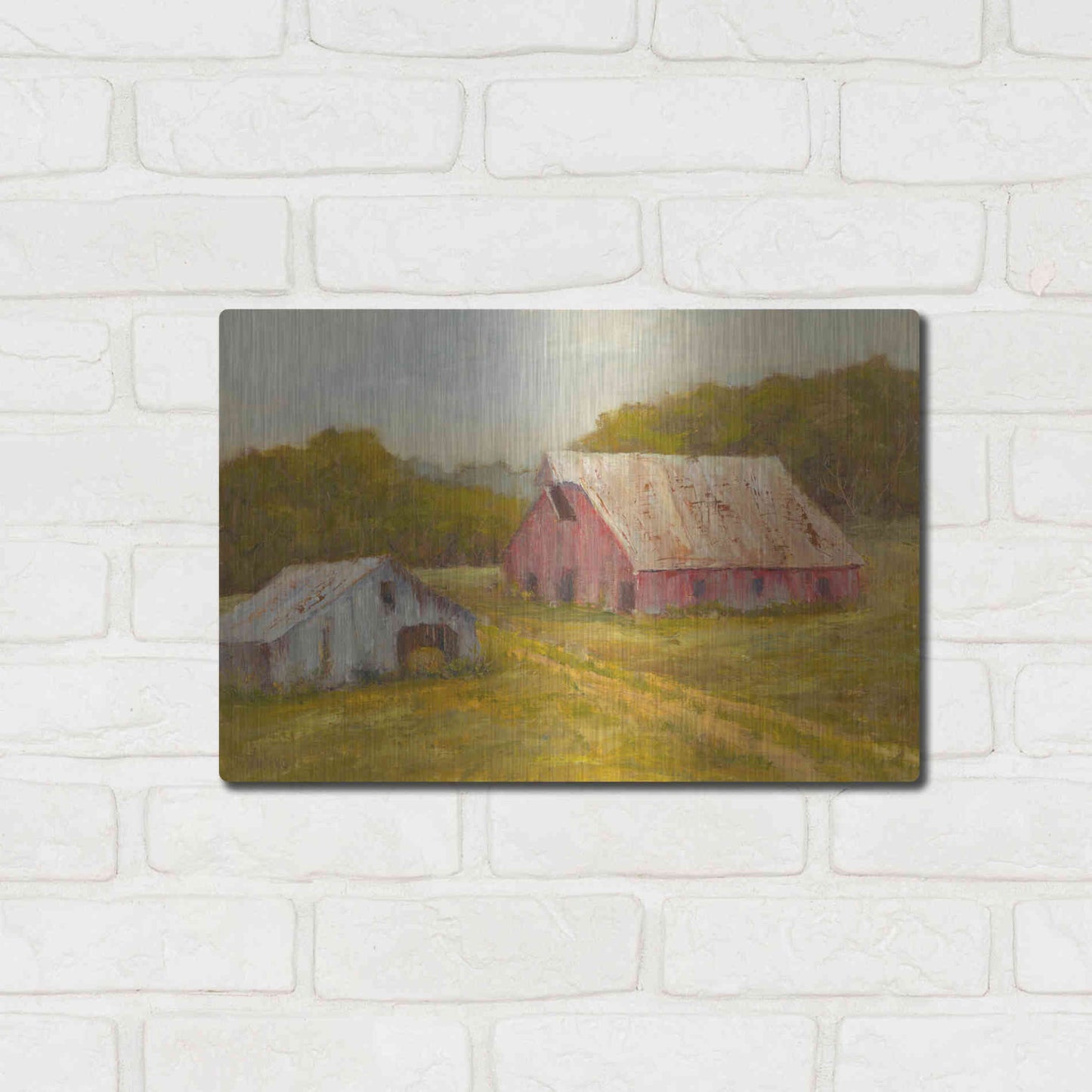 Luxe Metal Art 'Country Barns' by Marilyn Wendling, Metal Wall Art,16x12
