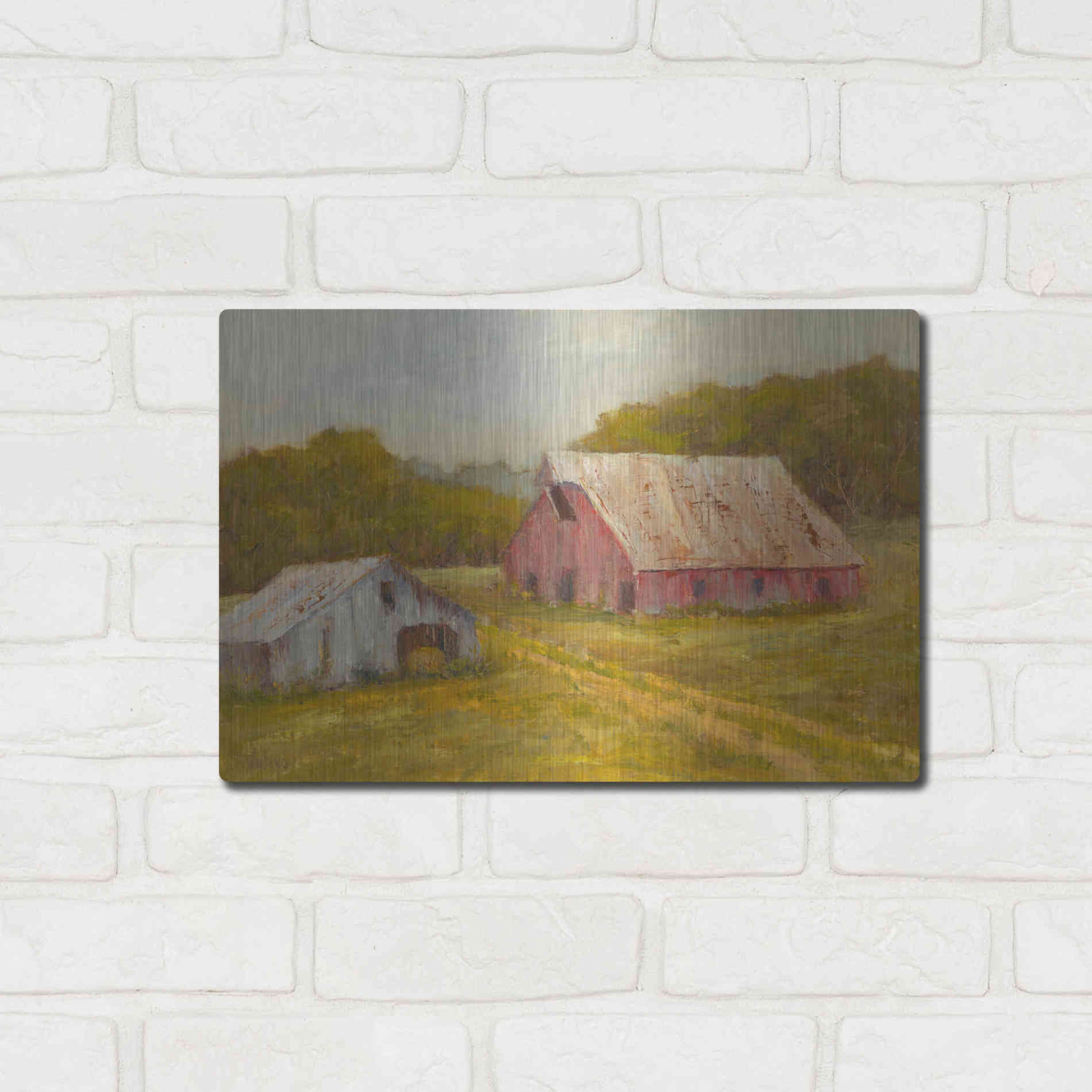 Luxe Metal Art 'Country Barns' by Marilyn Wendling, Metal Wall Art,16x12