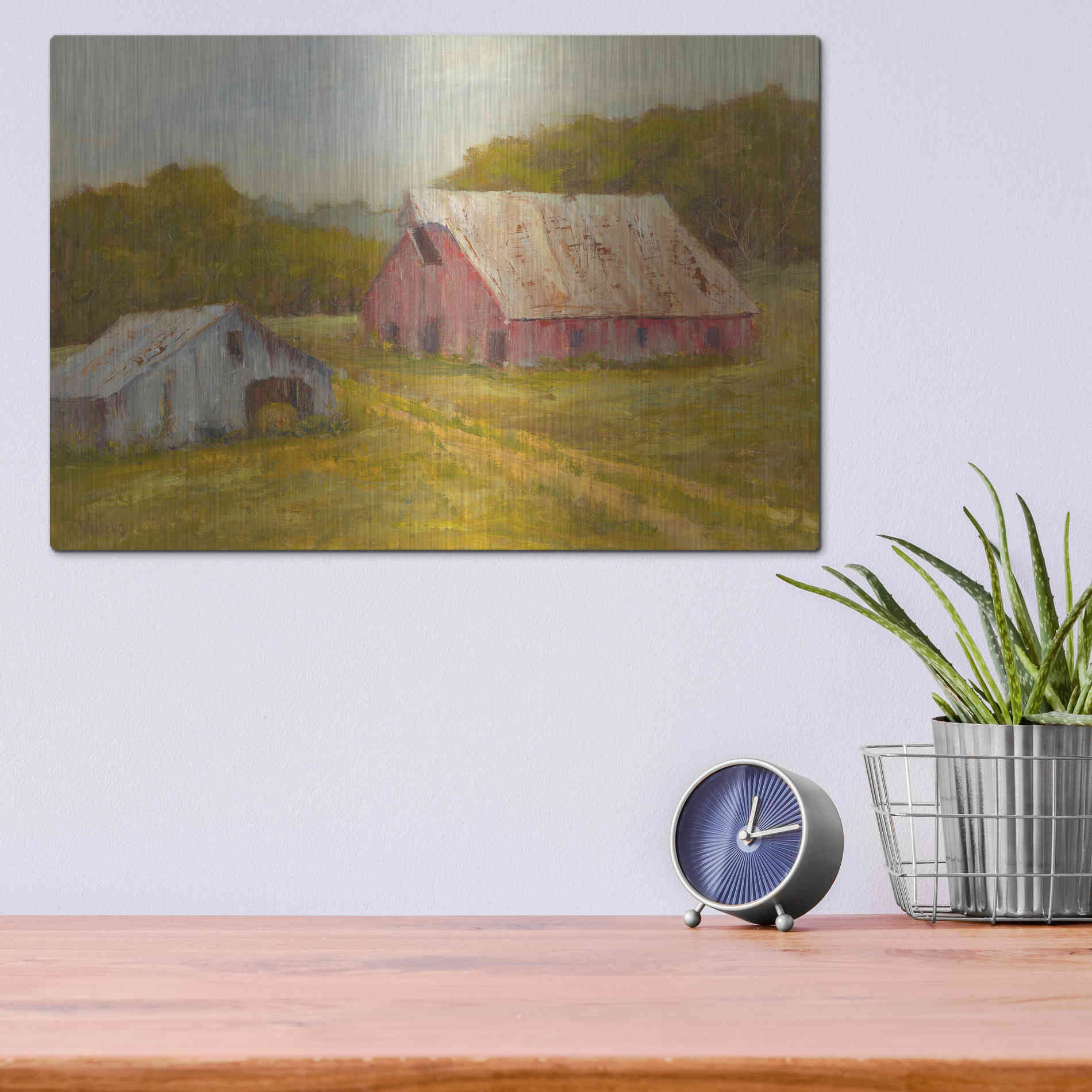 Luxe Metal Art 'Country Barns' by Marilyn Wendling, Metal Wall Art,16x12