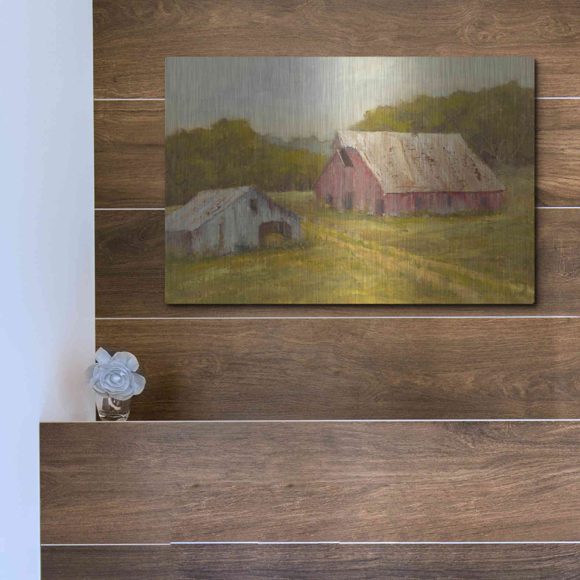 Luxe Metal Art 'Country Barns' by Marilyn Wendling, Metal Wall Art,16x12