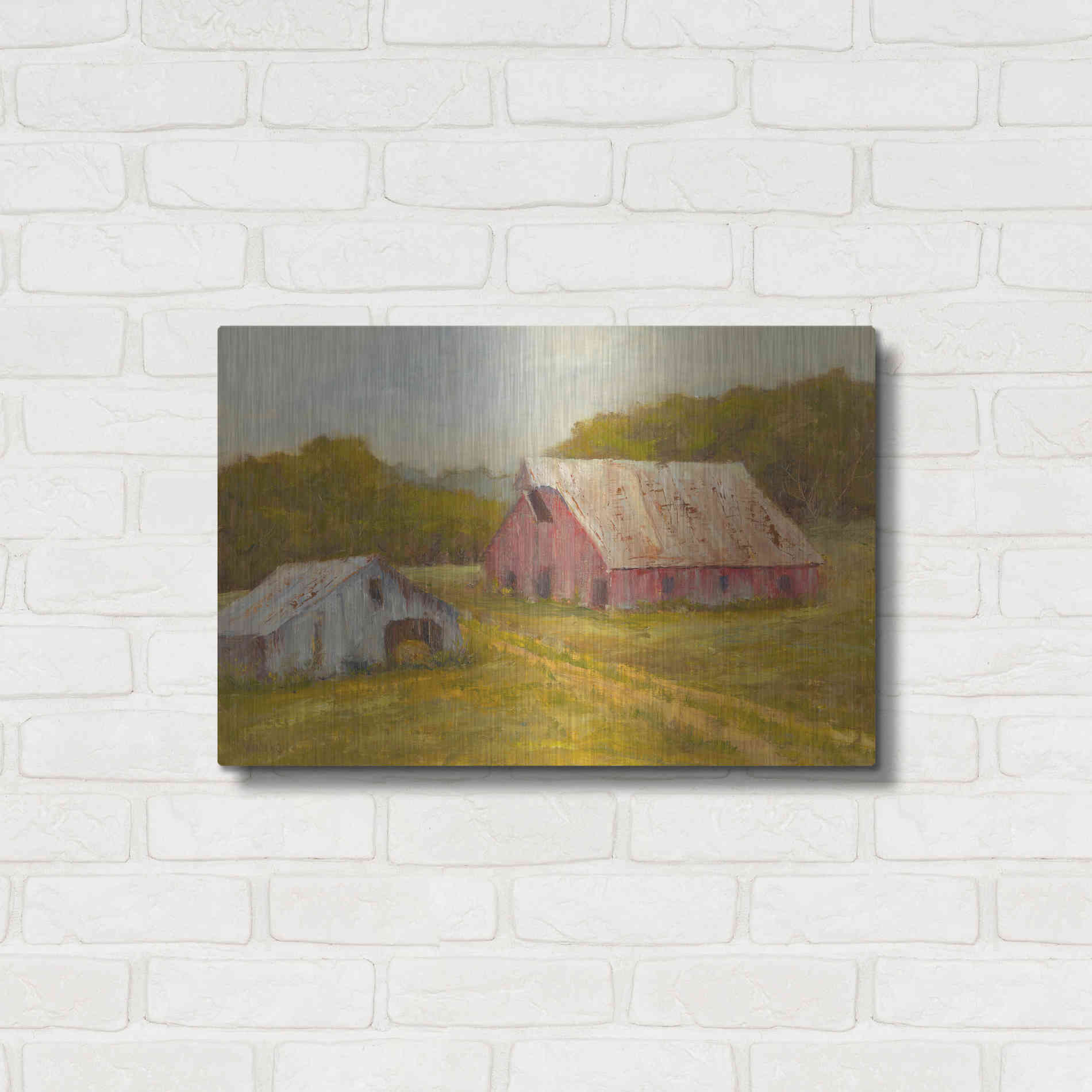 Luxe Metal Art 'Country Barns' by Marilyn Wendling, Metal Wall Art,24x16