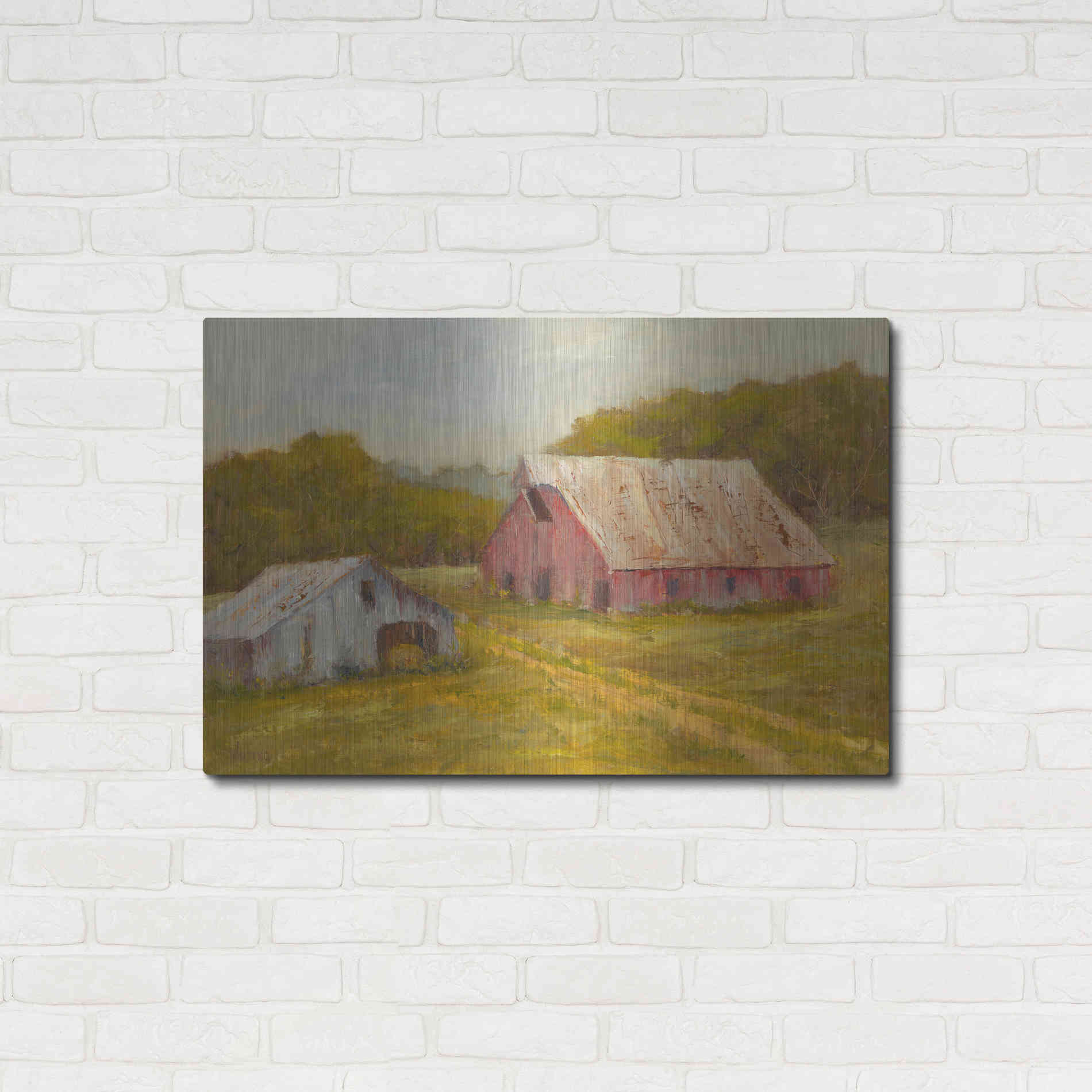 Luxe Metal Art 'Country Barns' by Marilyn Wendling, Metal Wall Art,36x24
