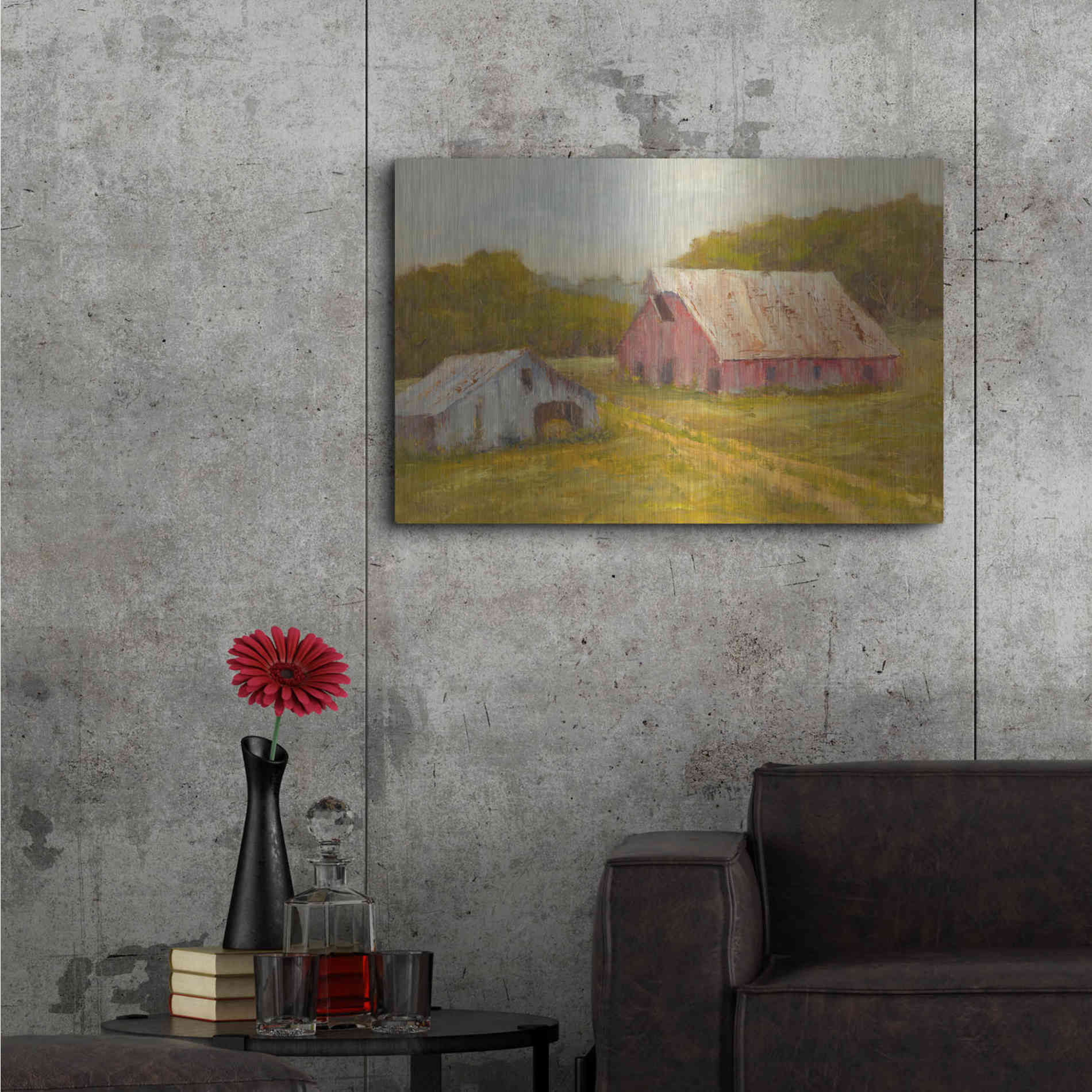 Luxe Metal Art 'Country Barns' by Marilyn Wendling, Metal Wall Art,36x24