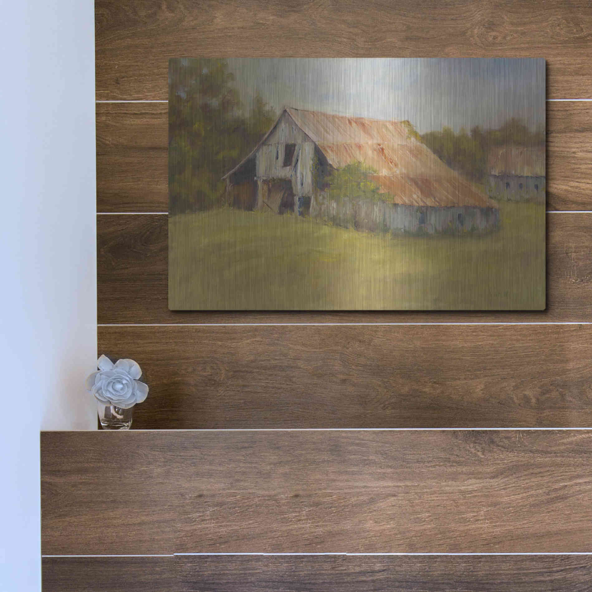 Luxe Metal Art 'Tin Roof' by Marilyn Wendling, Metal Wall Art,16x12