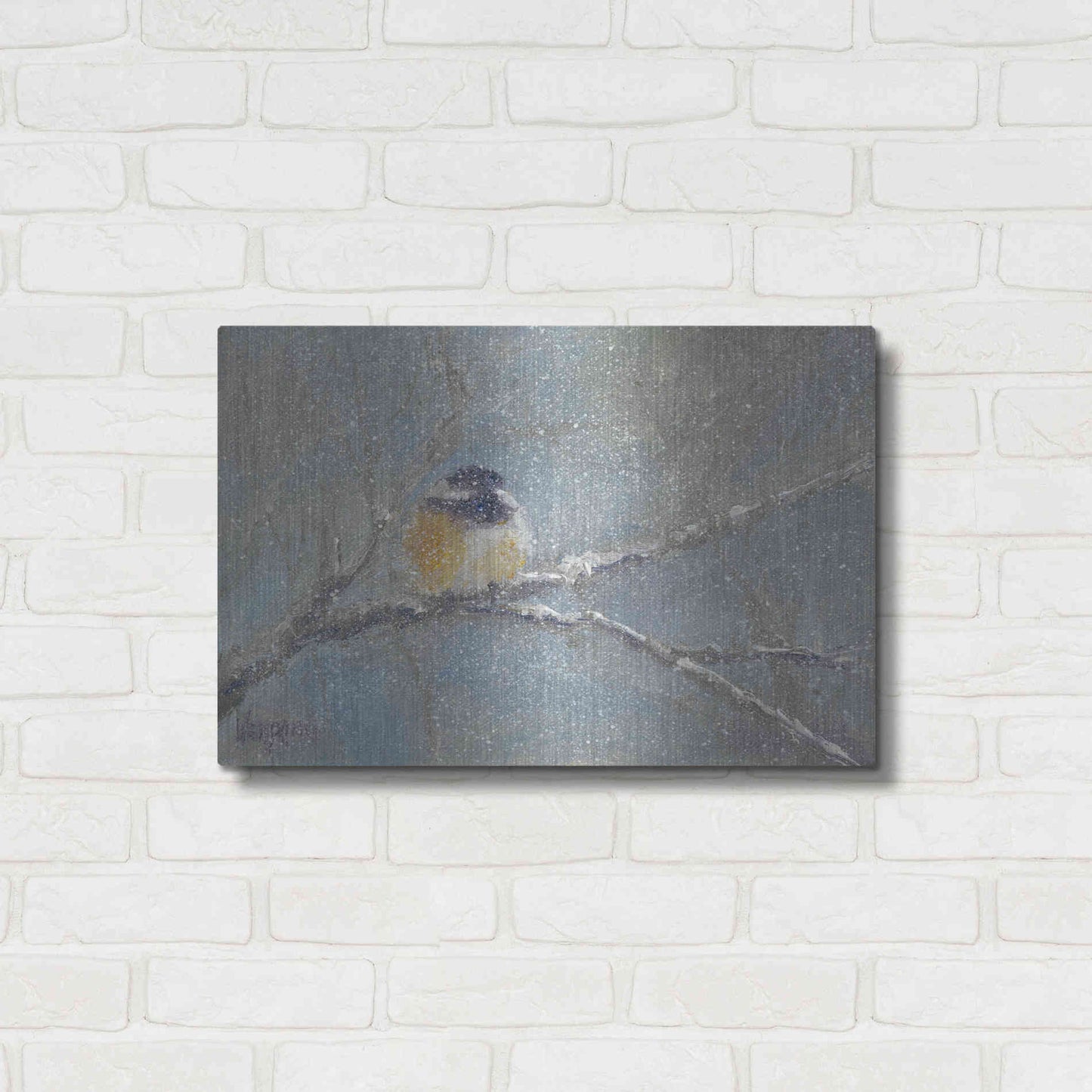 Luxe Metal Art 'Chance of Snow I' by Marilyn Wendling, Metal Wall Art,24x16