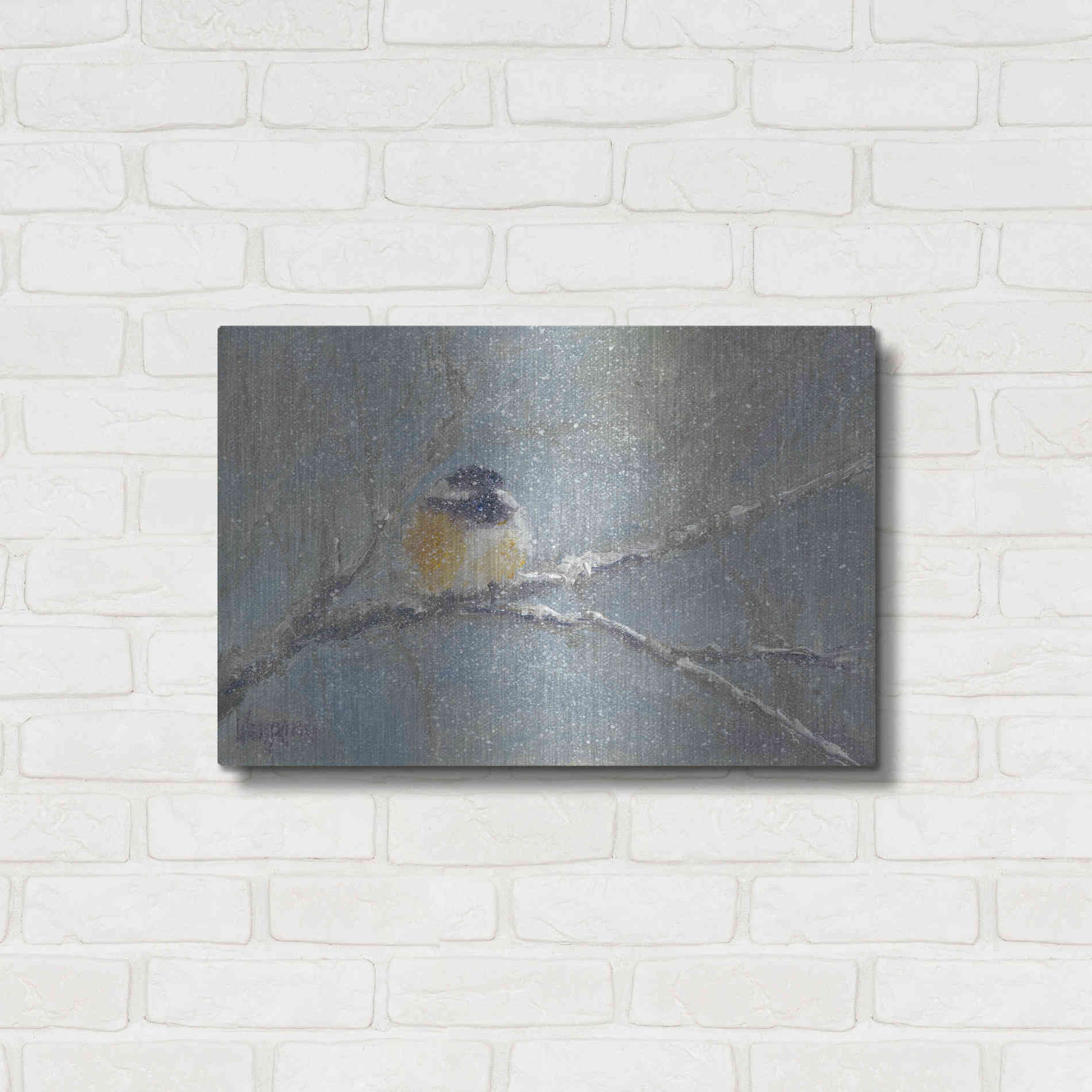 Luxe Metal Art 'Chance of Snow I' by Marilyn Wendling, Metal Wall Art,24x16