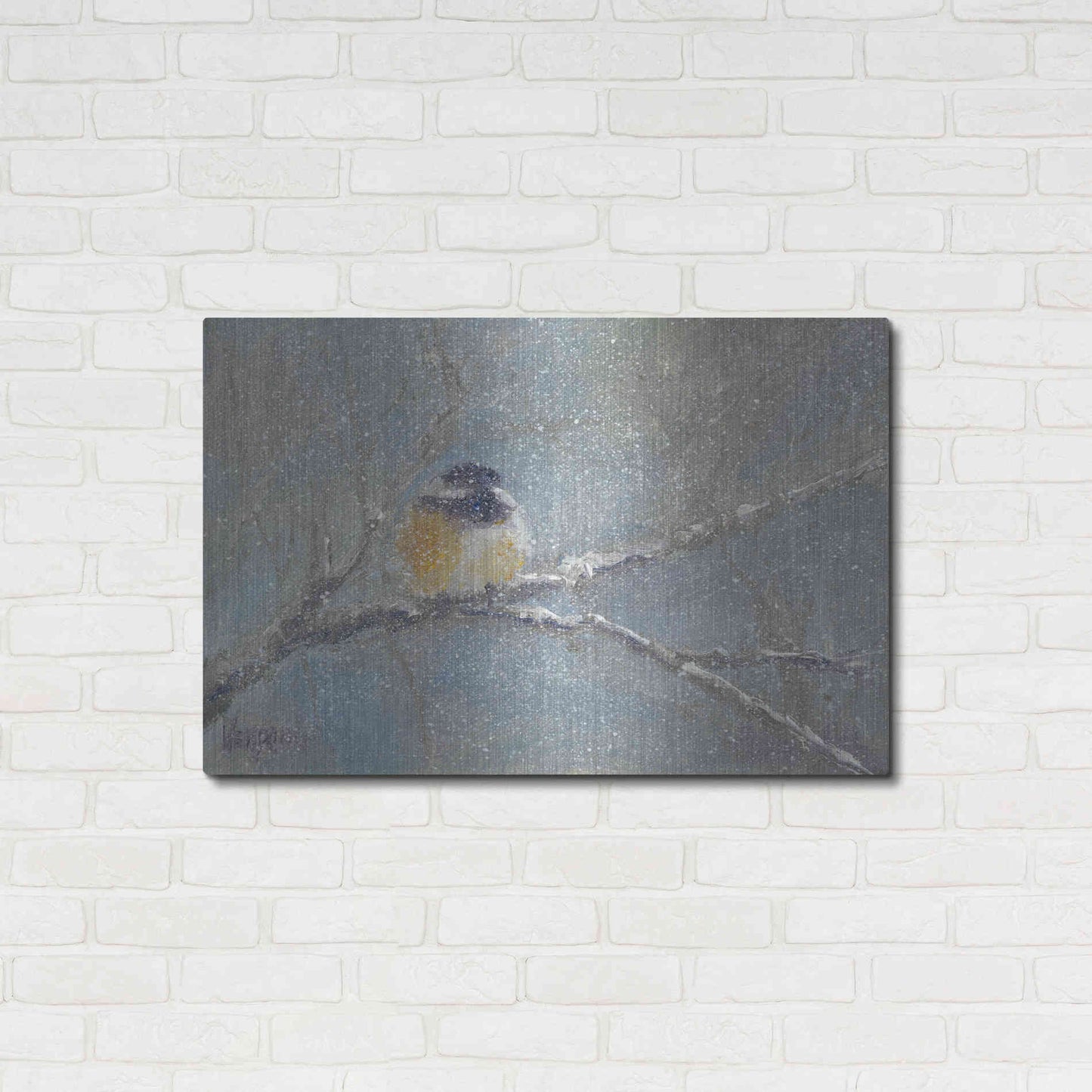 Luxe Metal Art 'Chance of Snow I' by Marilyn Wendling, Metal Wall Art,36x24