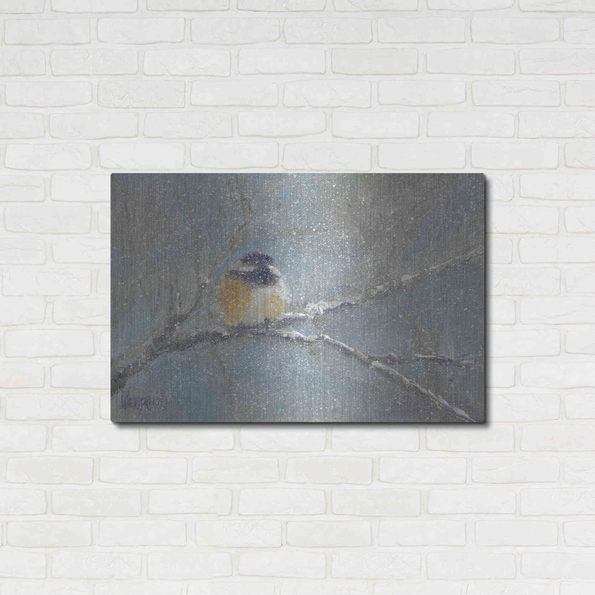 Luxe Metal Art 'Chance of Snow I' by Marilyn Wendling, Metal Wall Art,36x24