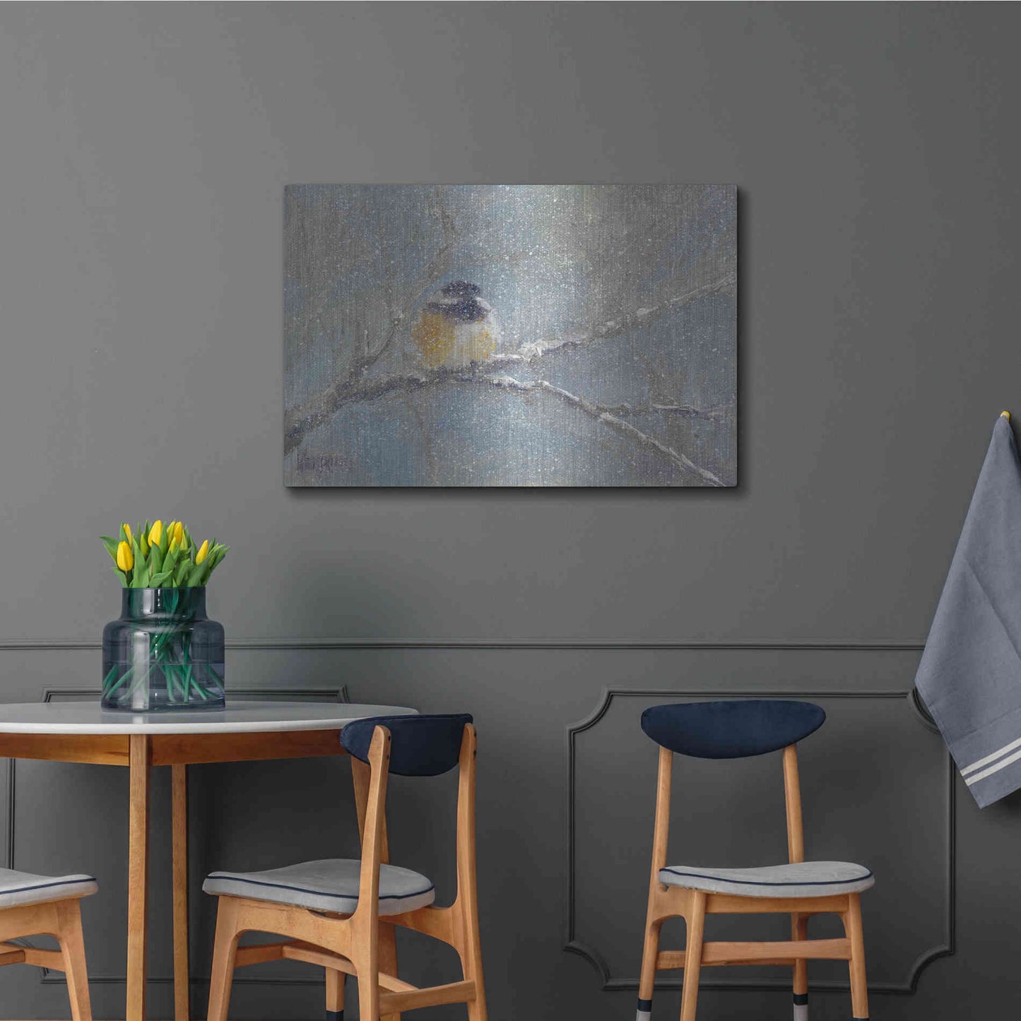 Luxe Metal Art 'Chance of Snow I' by Marilyn Wendling, Metal Wall Art,36x24