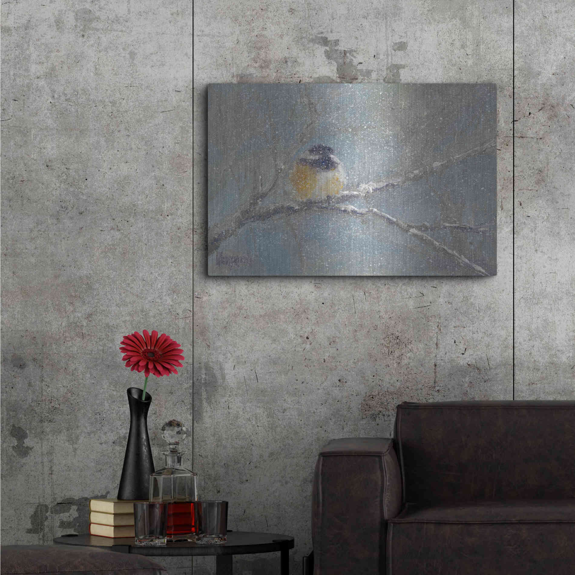 Luxe Metal Art 'Chance of Snow I' by Marilyn Wendling, Metal Wall Art,36x24
