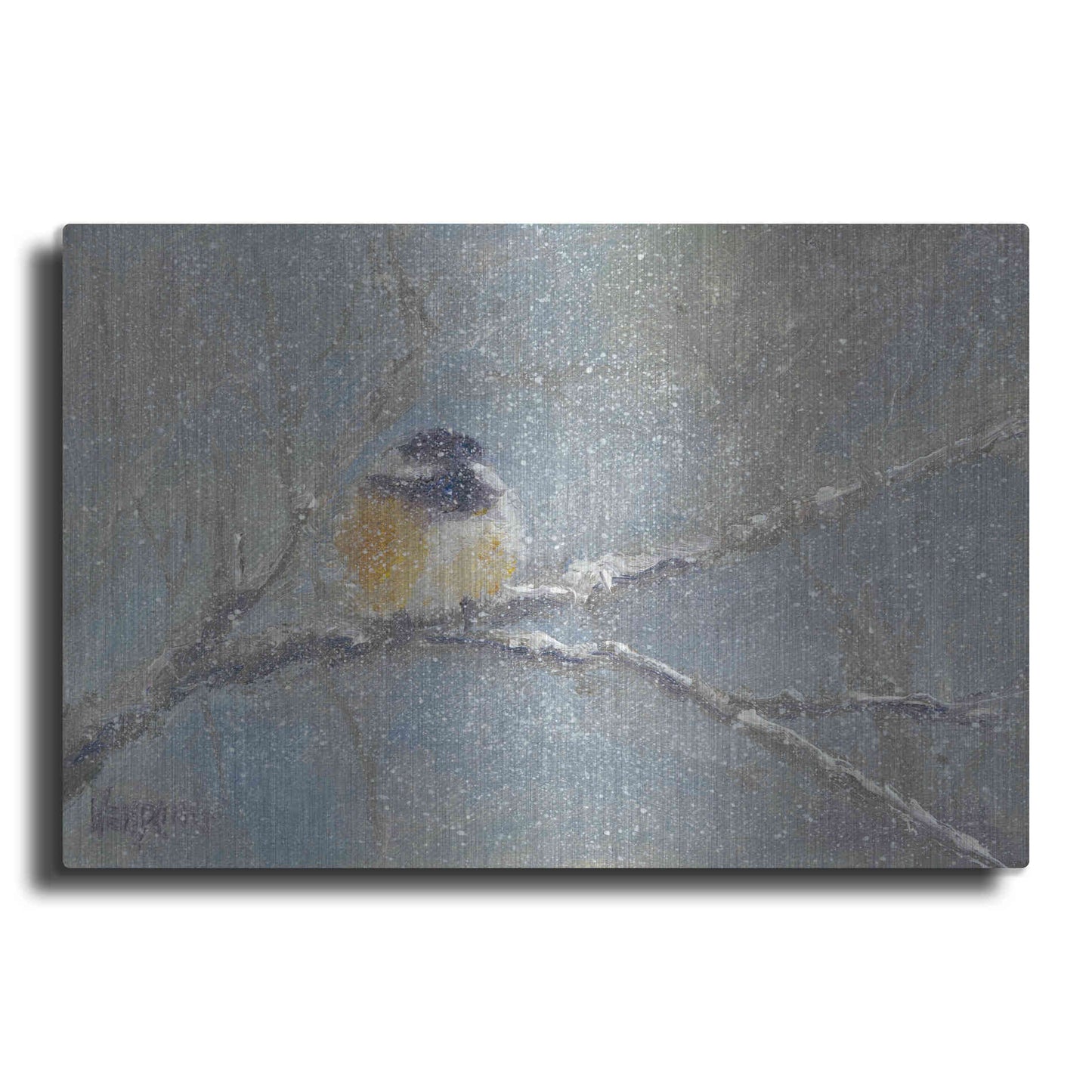 Luxe Metal Art 'Chance of Snow I' by Marilyn Wendling, Metal Wall Art