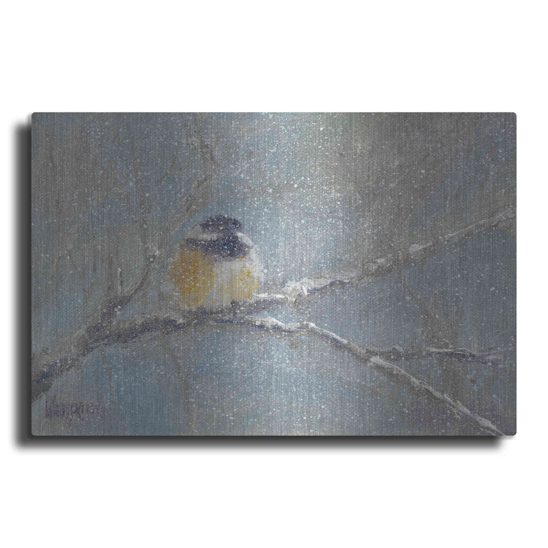 Luxe Metal Art 'Chance of Snow I' by Marilyn Wendling, Metal Wall Art