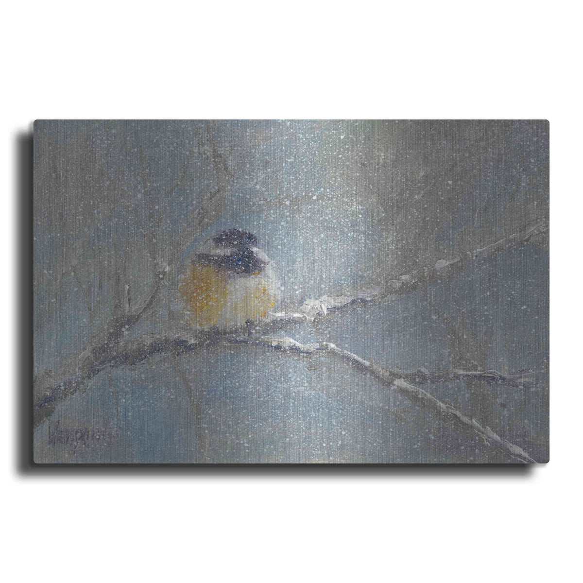 Luxe Metal Art 'Chance of Snow I' by Marilyn Wendling, Metal Wall Art
