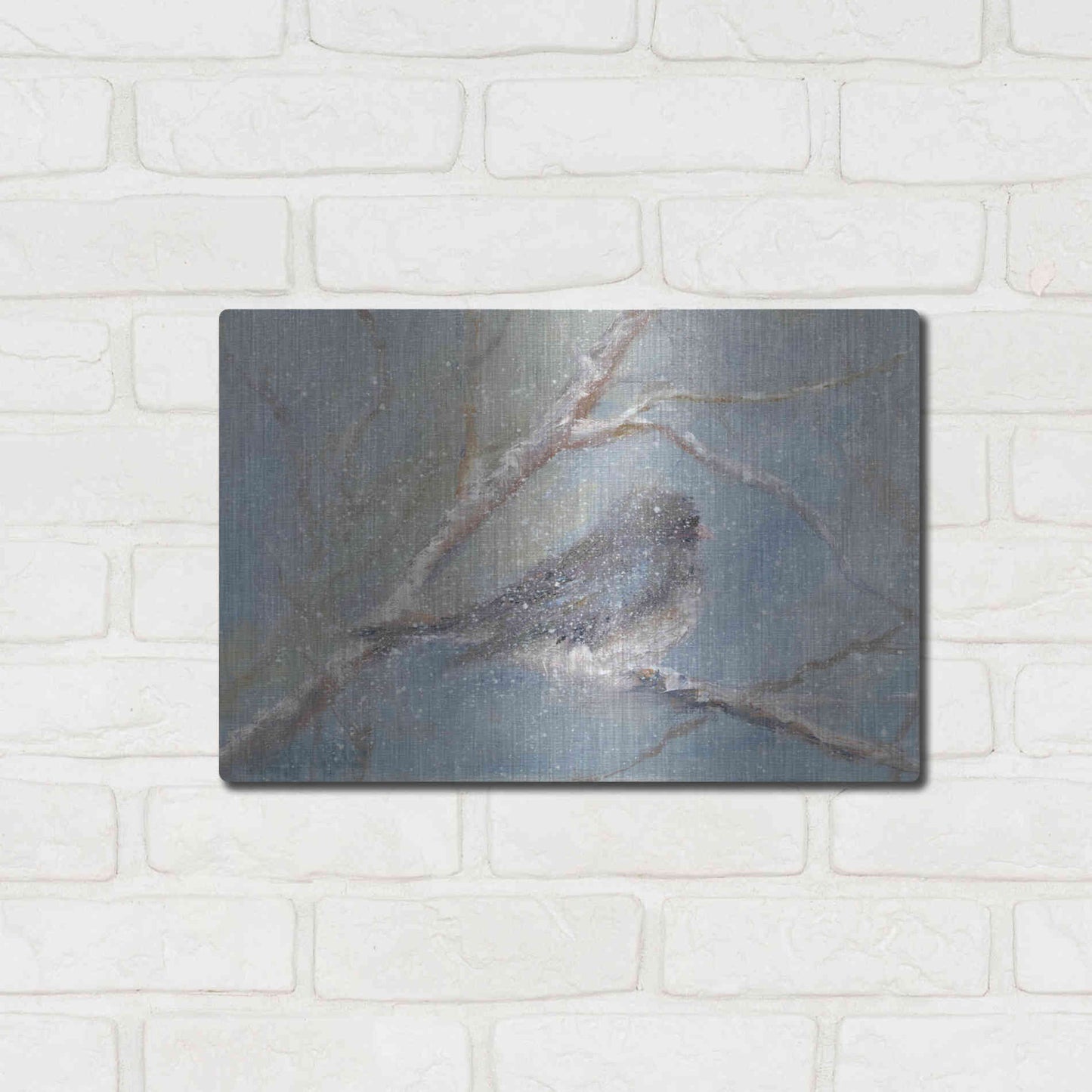 Luxe Metal Art 'Chance of Snow II' by Marilyn Wendling, Metal Wall Art,16x12