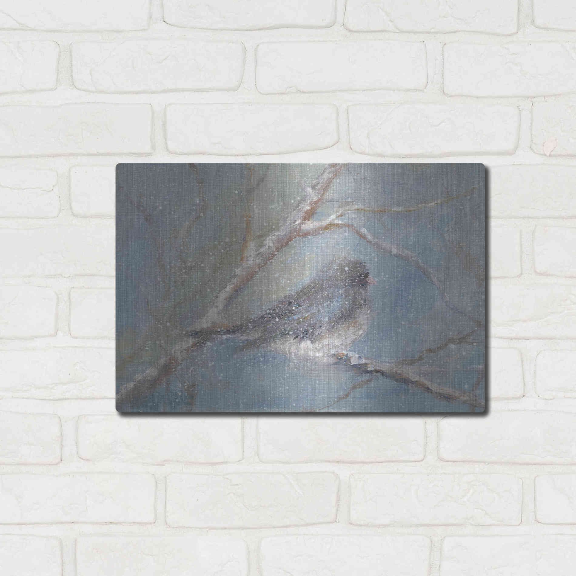 Luxe Metal Art 'Chance of Snow II' by Marilyn Wendling, Metal Wall Art,16x12