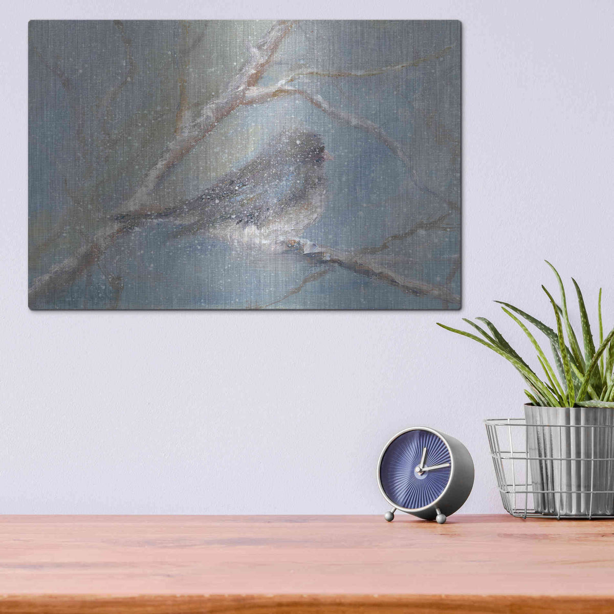 Luxe Metal Art 'Chance of Snow II' by Marilyn Wendling, Metal Wall Art,16x12