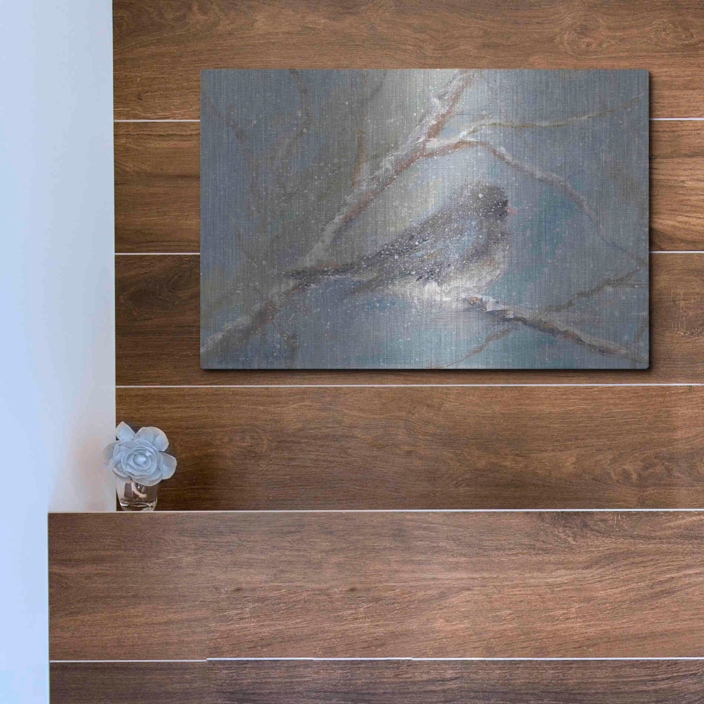 Luxe Metal Art 'Chance of Snow II' by Marilyn Wendling, Metal Wall Art,16x12