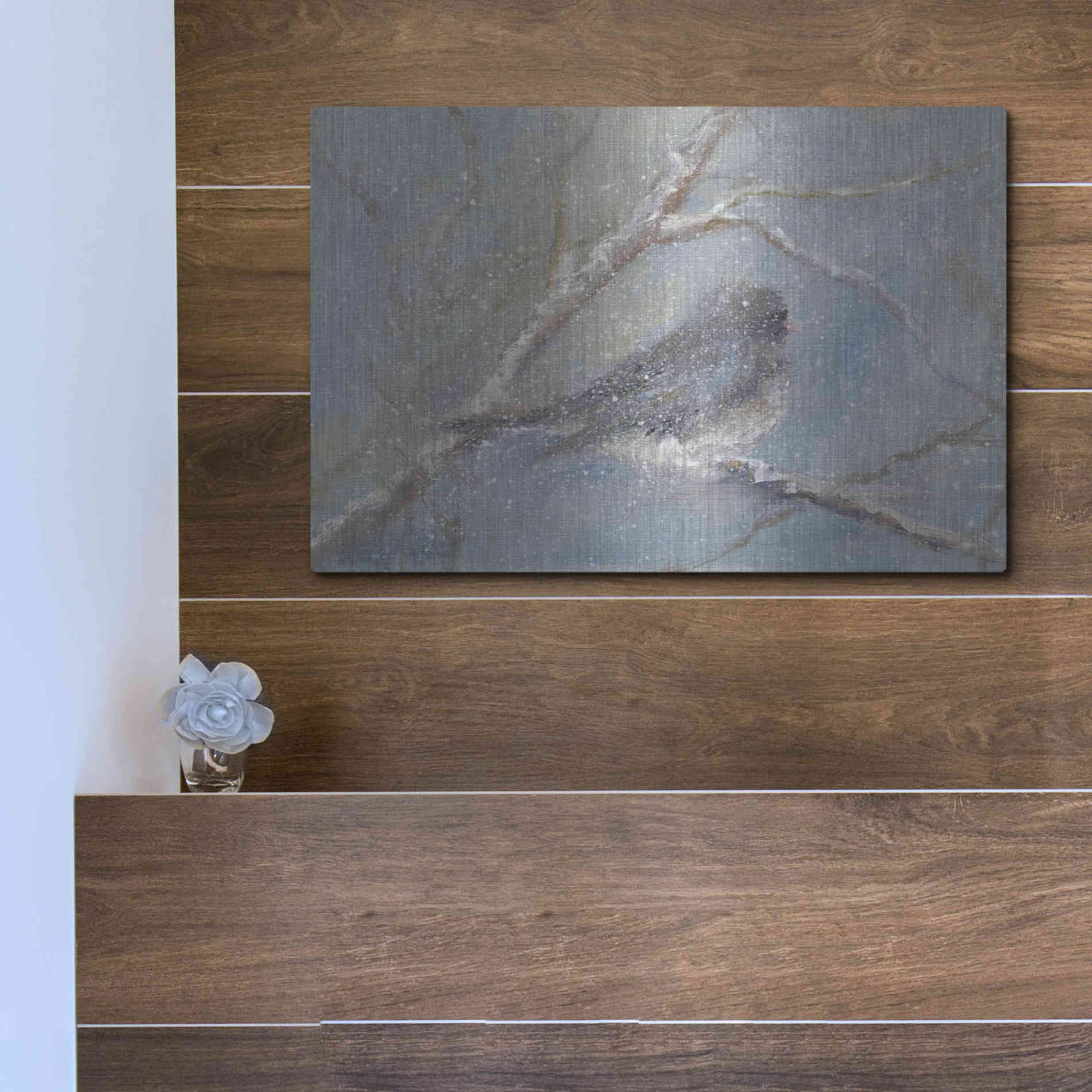 Luxe Metal Art 'Chance of Snow II' by Marilyn Wendling, Metal Wall Art,16x12