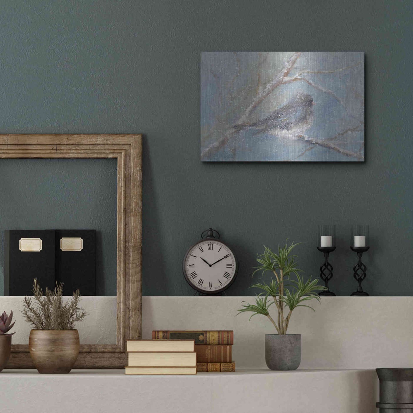 Luxe Metal Art 'Chance of Snow II' by Marilyn Wendling, Metal Wall Art,16x12