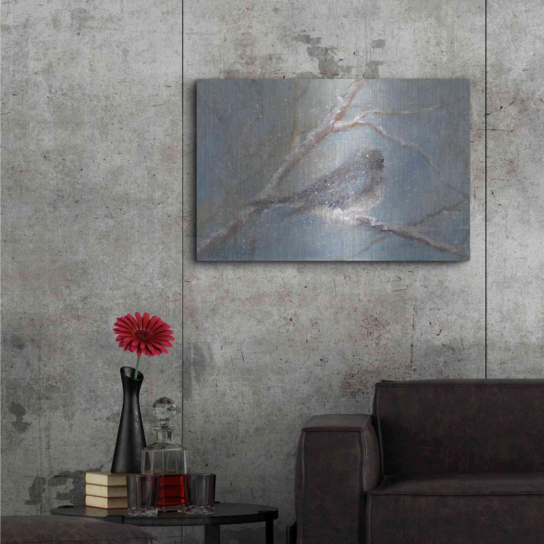 Luxe Metal Art 'Chance of Snow II' by Marilyn Wendling, Metal Wall Art,36x24