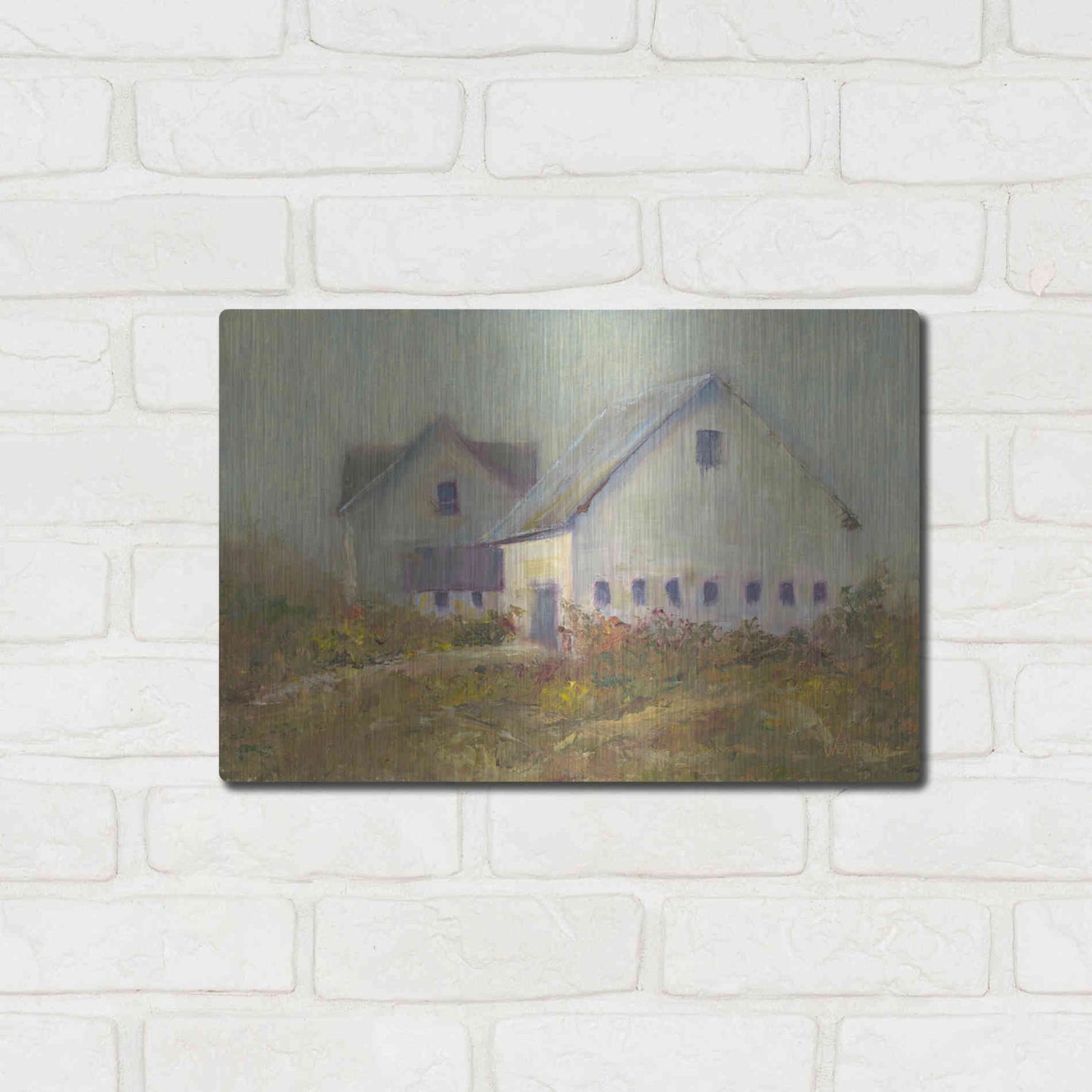 Luxe Metal Art 'White Barn I' by Marilyn Wendling, Metal Wall Art,16x12