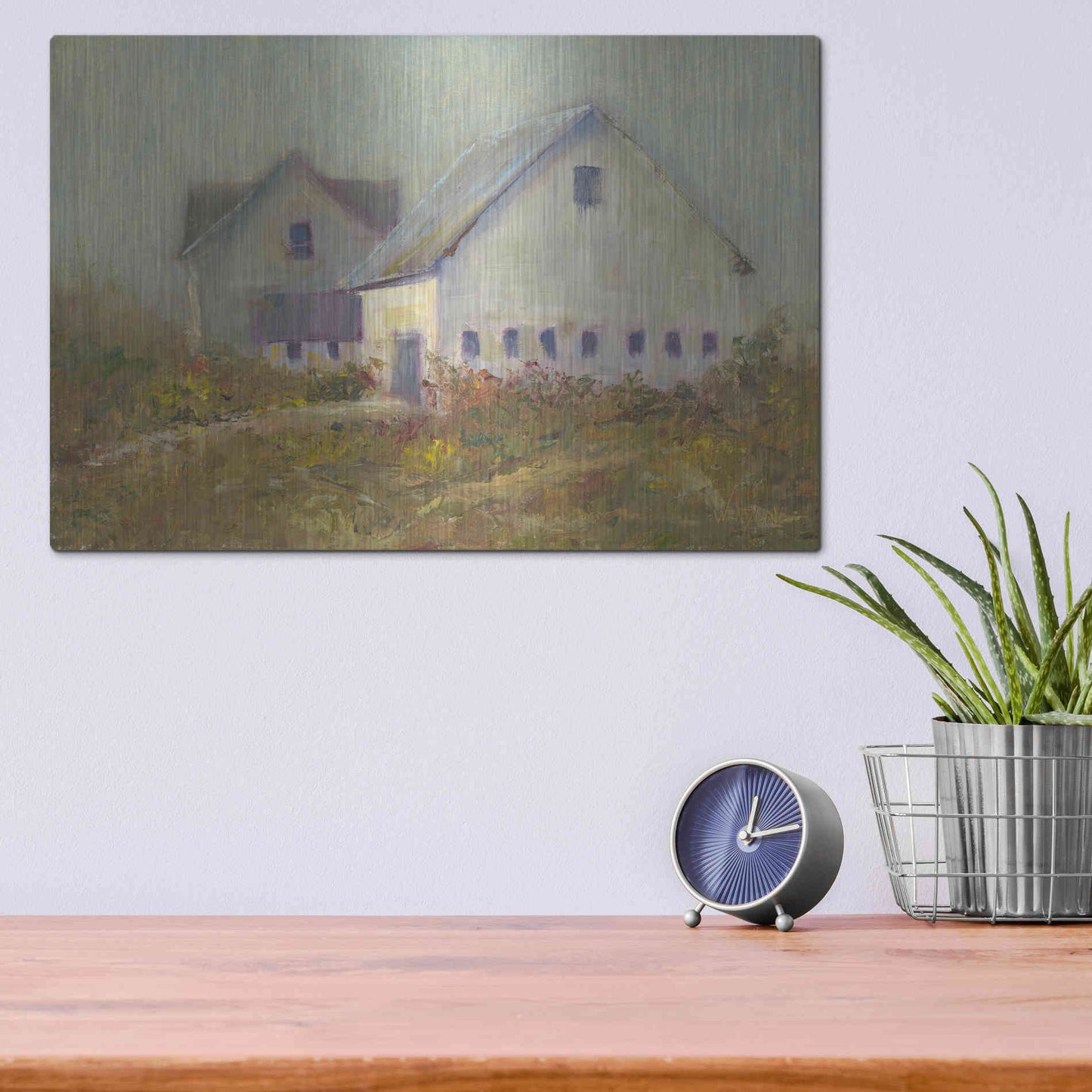 Luxe Metal Art 'White Barn I' by Marilyn Wendling, Metal Wall Art,16x12